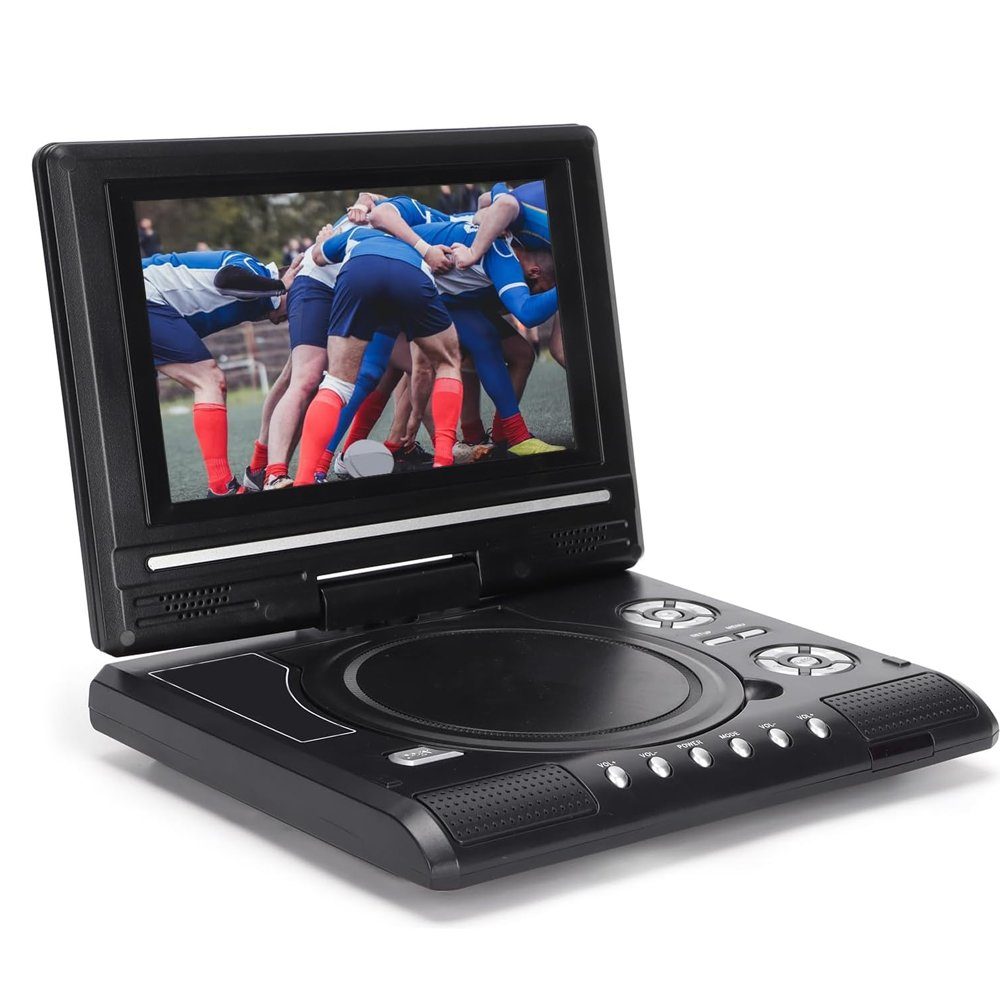 AKKEE Tragbarer DVD Player 270 Grad Drehung DVD-Player (Mit 7,8 Zoll großes klares LCD-Display, Unterstützte Funktionen,Spielfunktion, FM-Funktion)