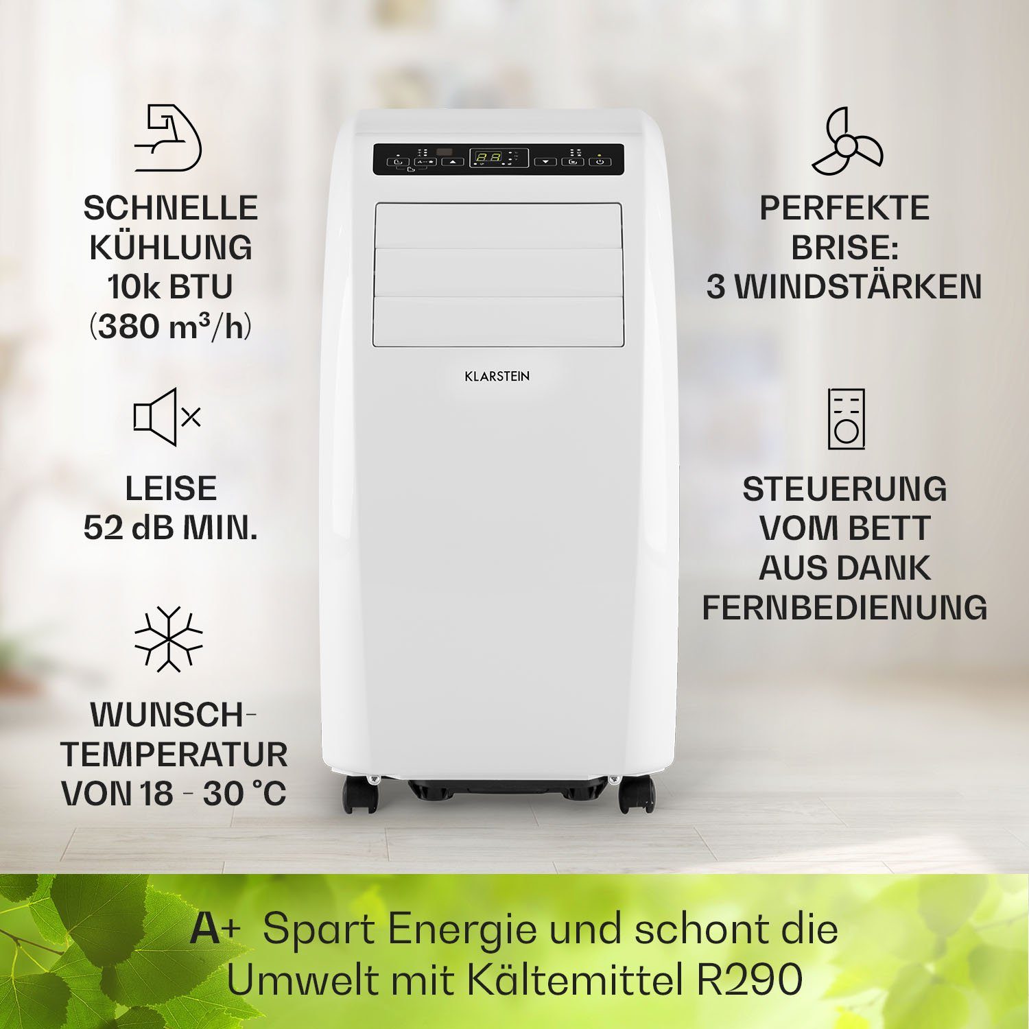 Klarstein Klimagerät Metrobreeze Rom, Klimagerät mobil Air Conditioner Kühlgerät Luftkühler