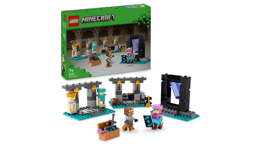 LEGO Minecraft 21252 Die Waffenkammer, Set mit Spielzeug-Waffen und Figur