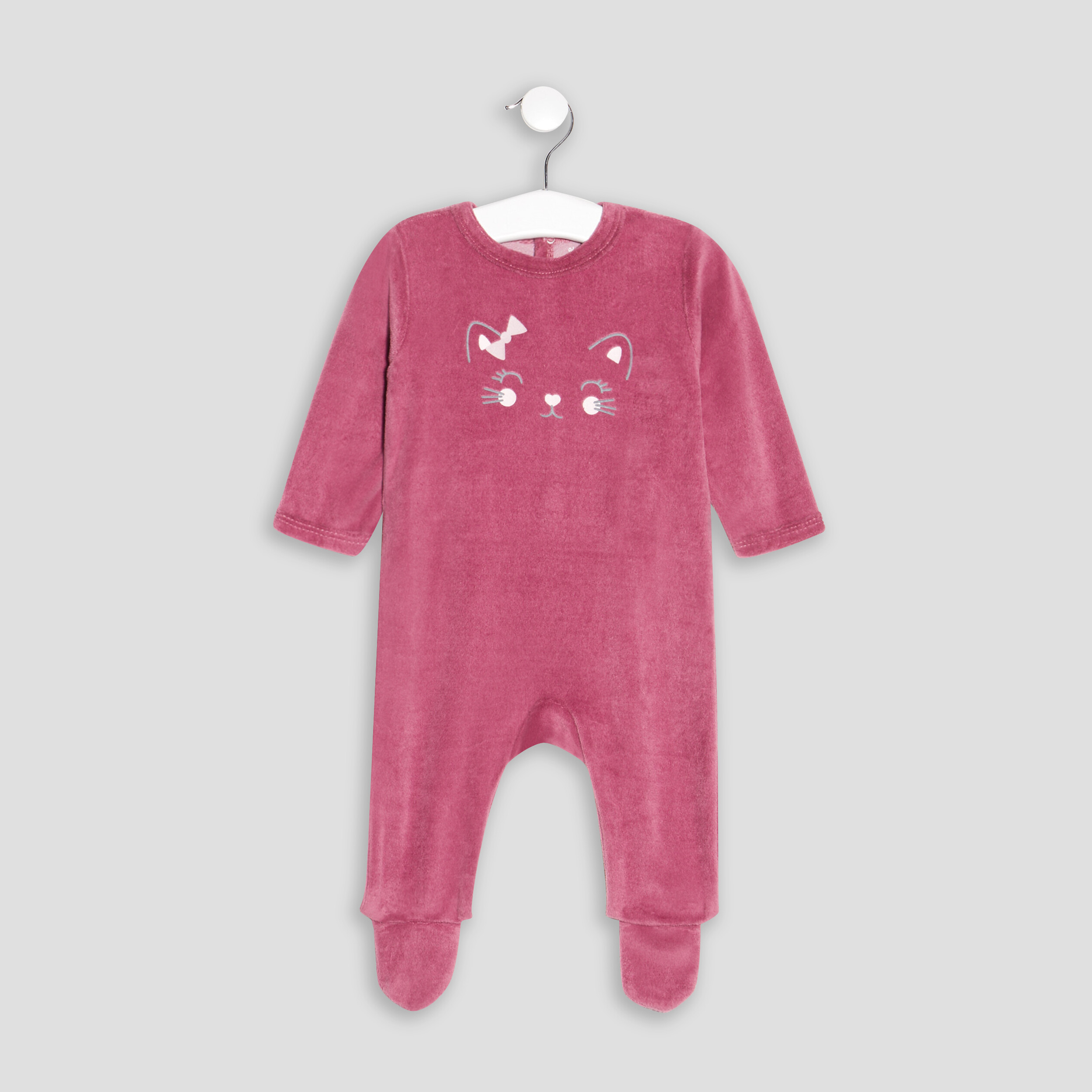 Dors-bien velours manches longues prune bébé fille | La Halle