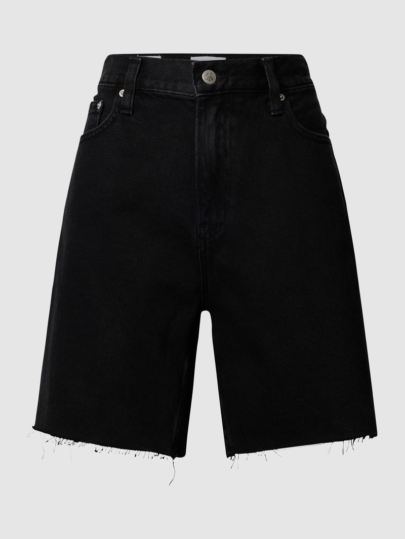 High Waist Jeansshorts aus Baumwolle in schwarz
