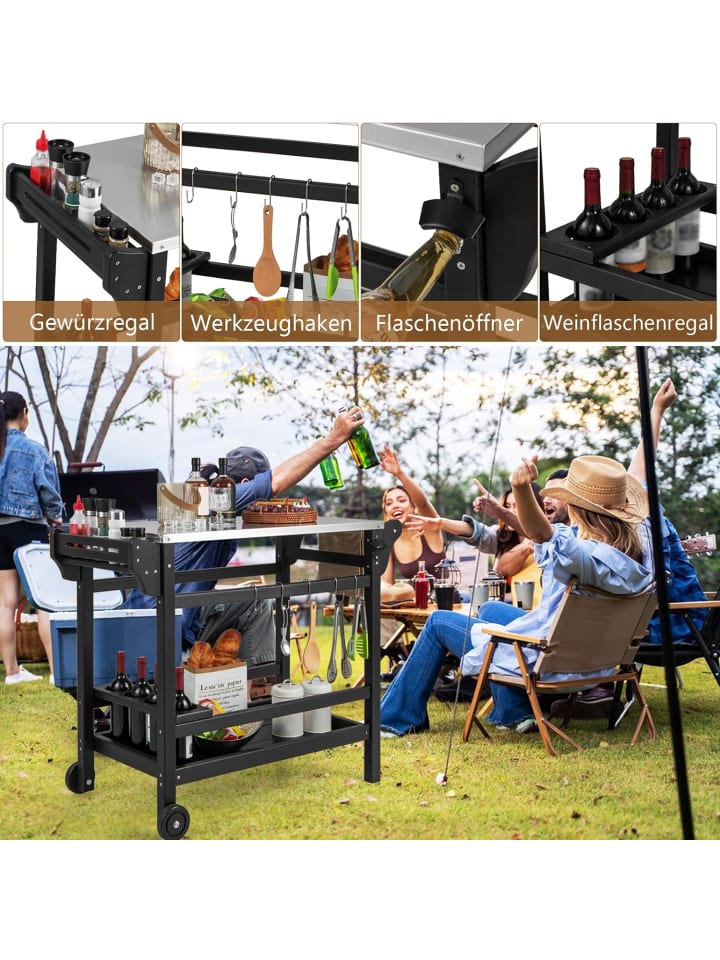 COSTWAY Grillwagen HDPE in Schwarz günstig kaufen onesize