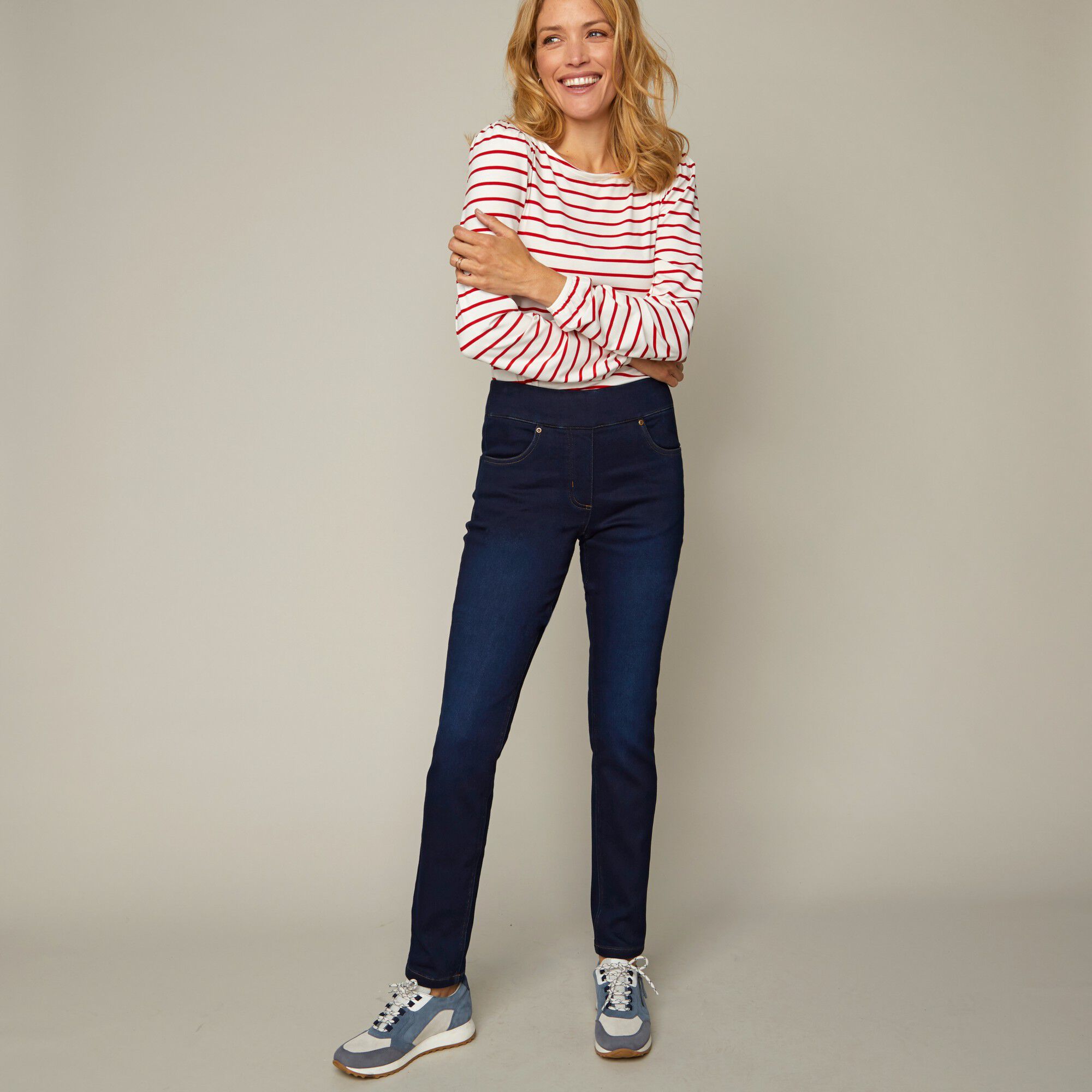 Jegging fuselé ultra stretch, maille effet jean