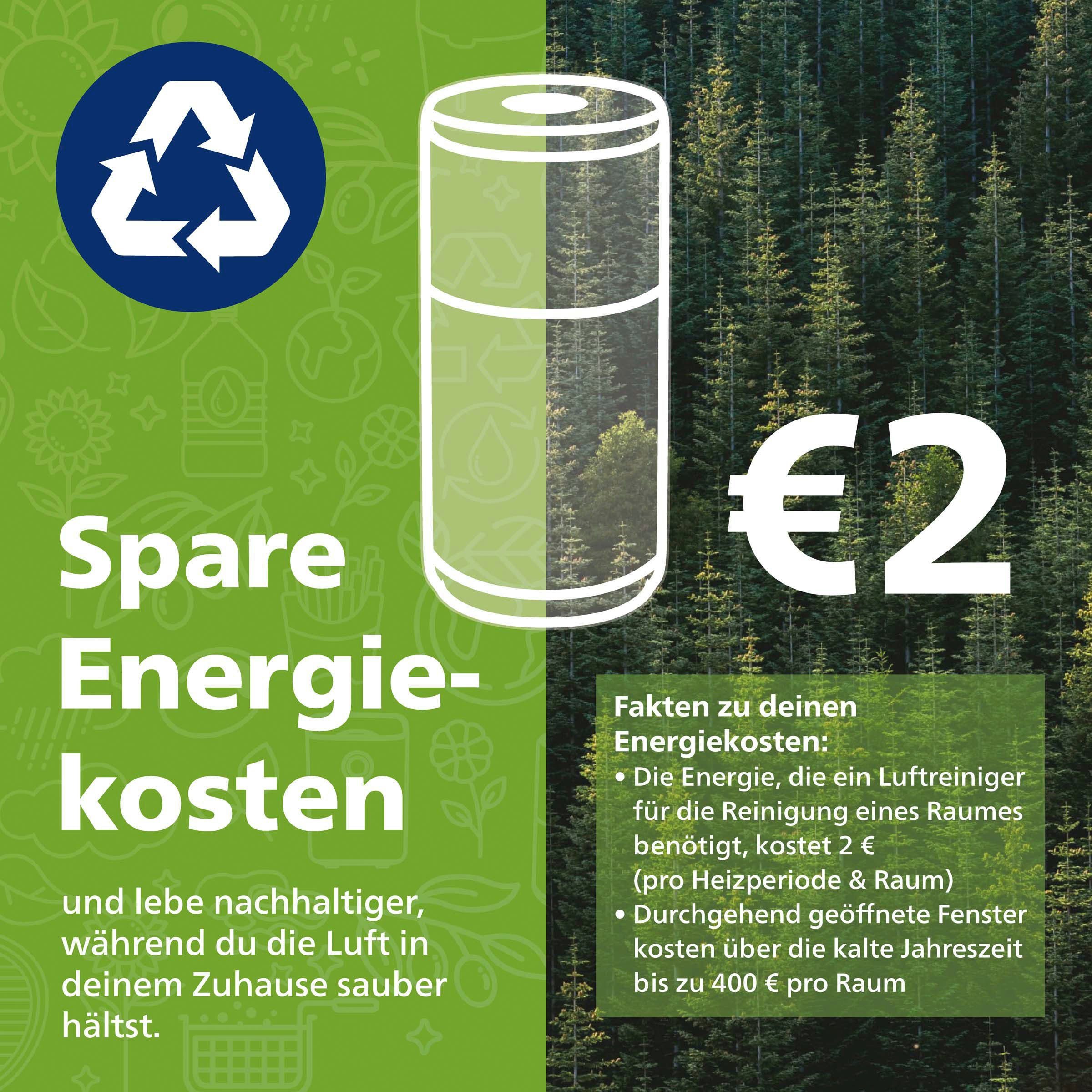 Philips Luftreiniger AC0820/10 800 Serie, für 49 m² Räume, für Allergiker geeignet