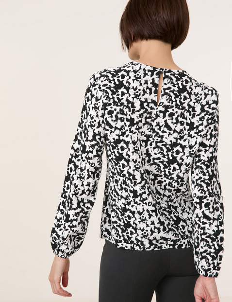 Print-Bluse mit rundem Ausschnitt