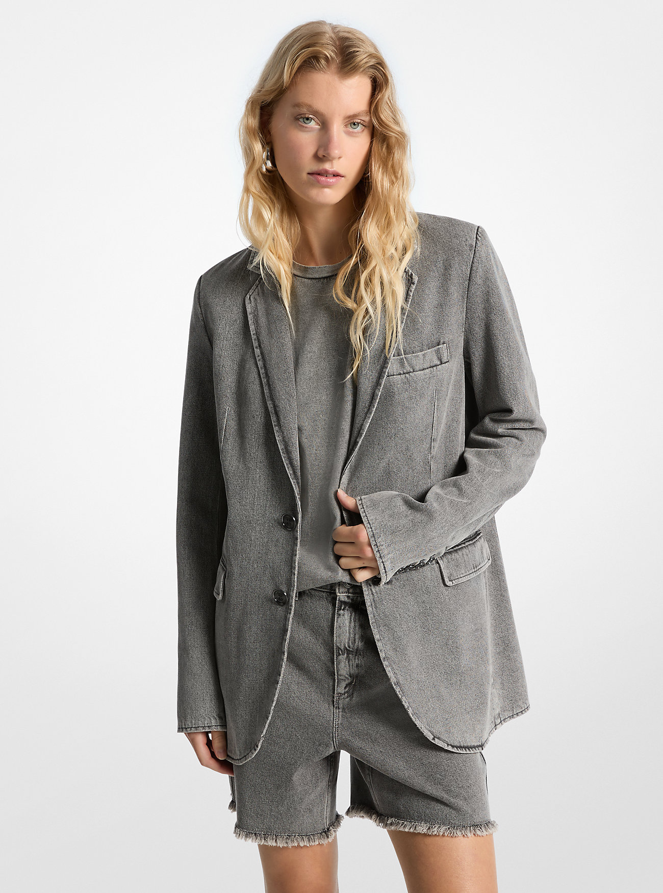 Boyfriend Denim Blazer - Betongvask