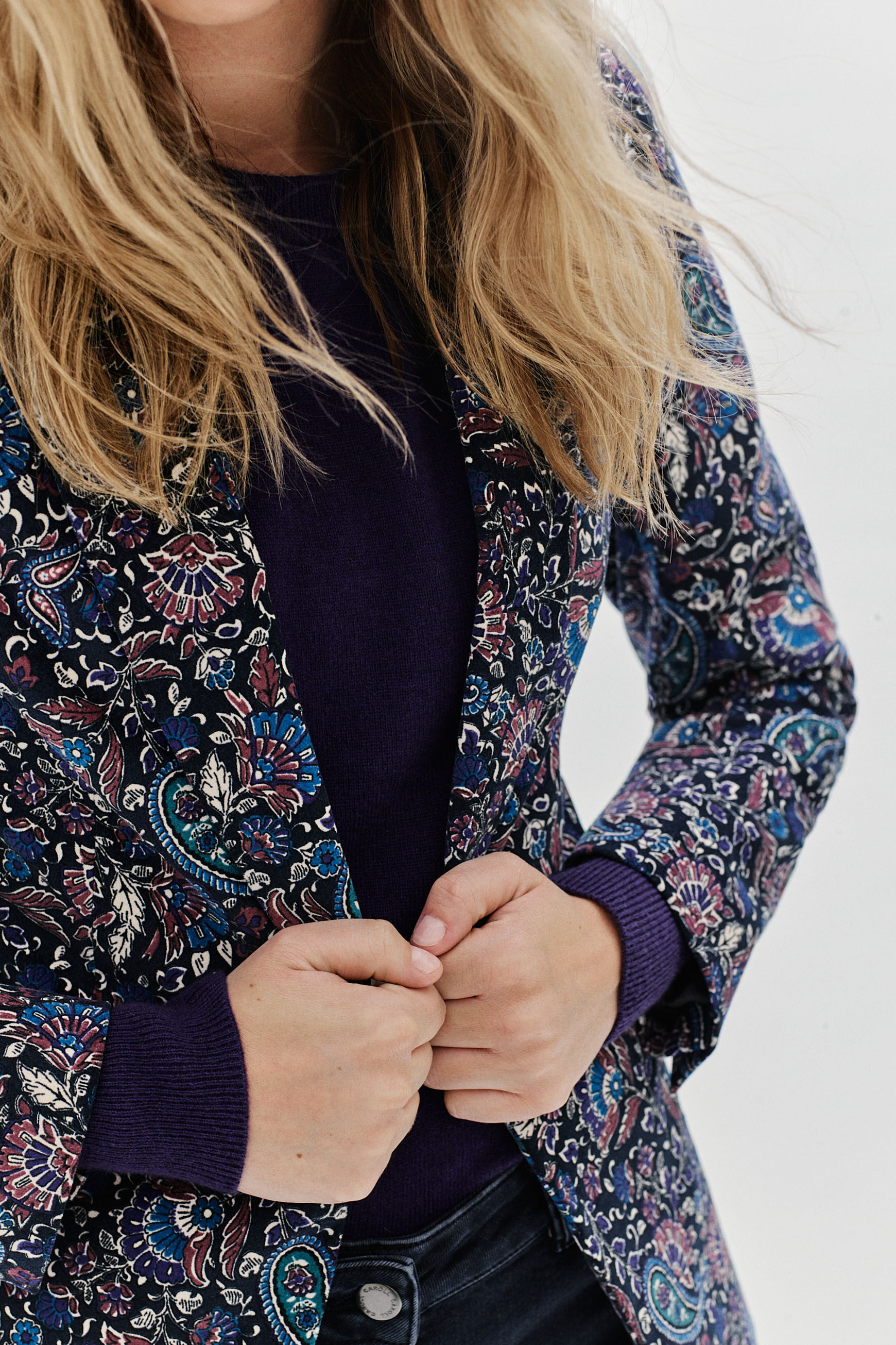 blazer aurora print bleu marine femme