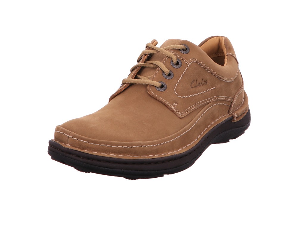 CLARKS Freizeit Schnürer beige Nature Three,Sand Nubuck