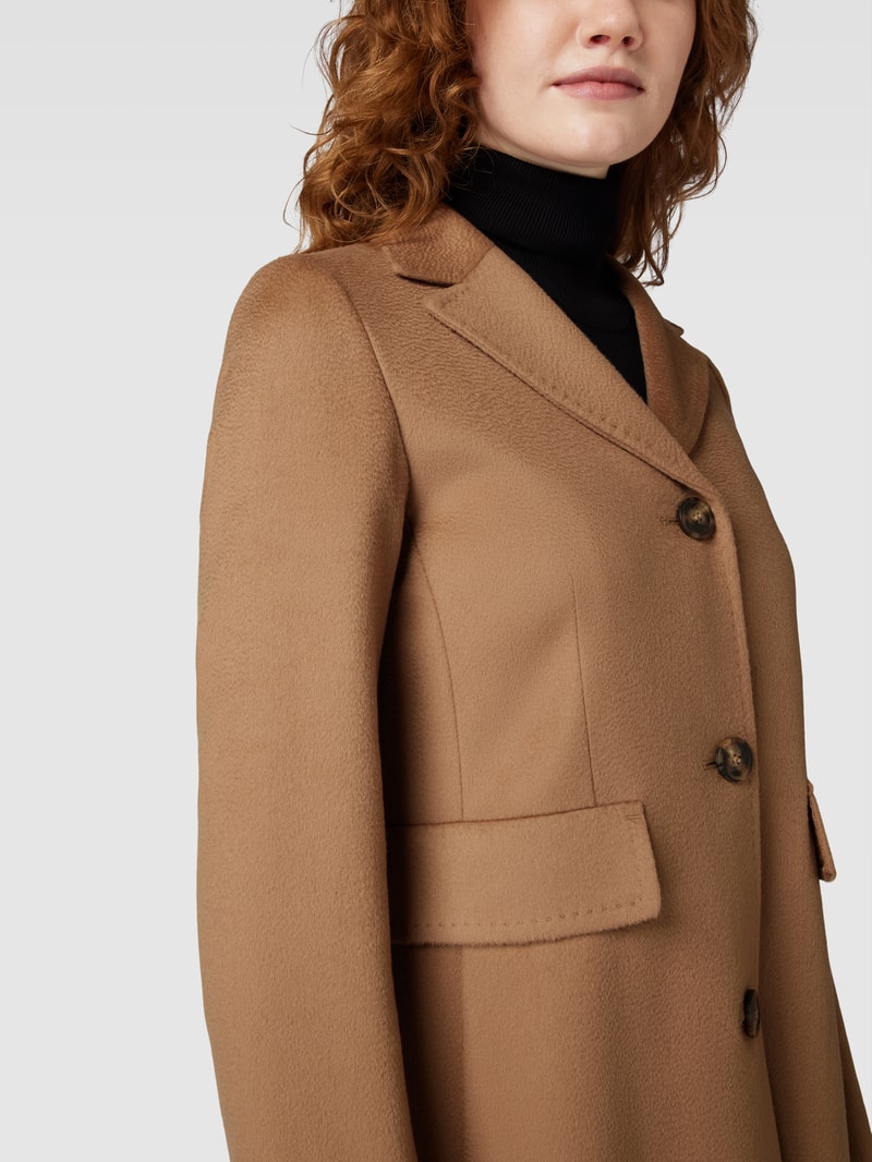 Mantel aus reiner Schurwolle mit Reverskragen Modell 'TEVERE' in camel