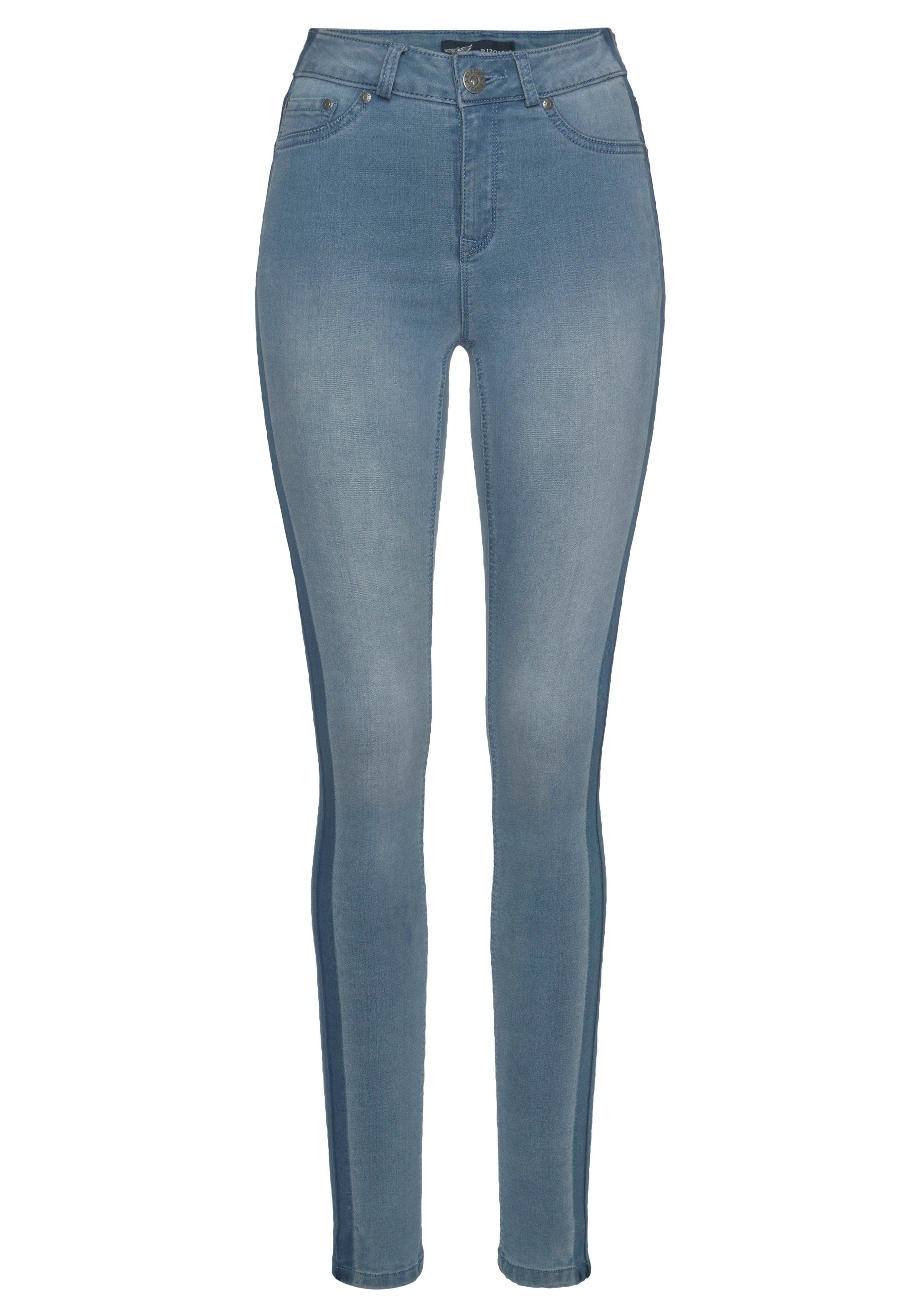 Arizona Skinny-fit-Jeans Ultra Stretch High Waist mit seitlichem Streifen