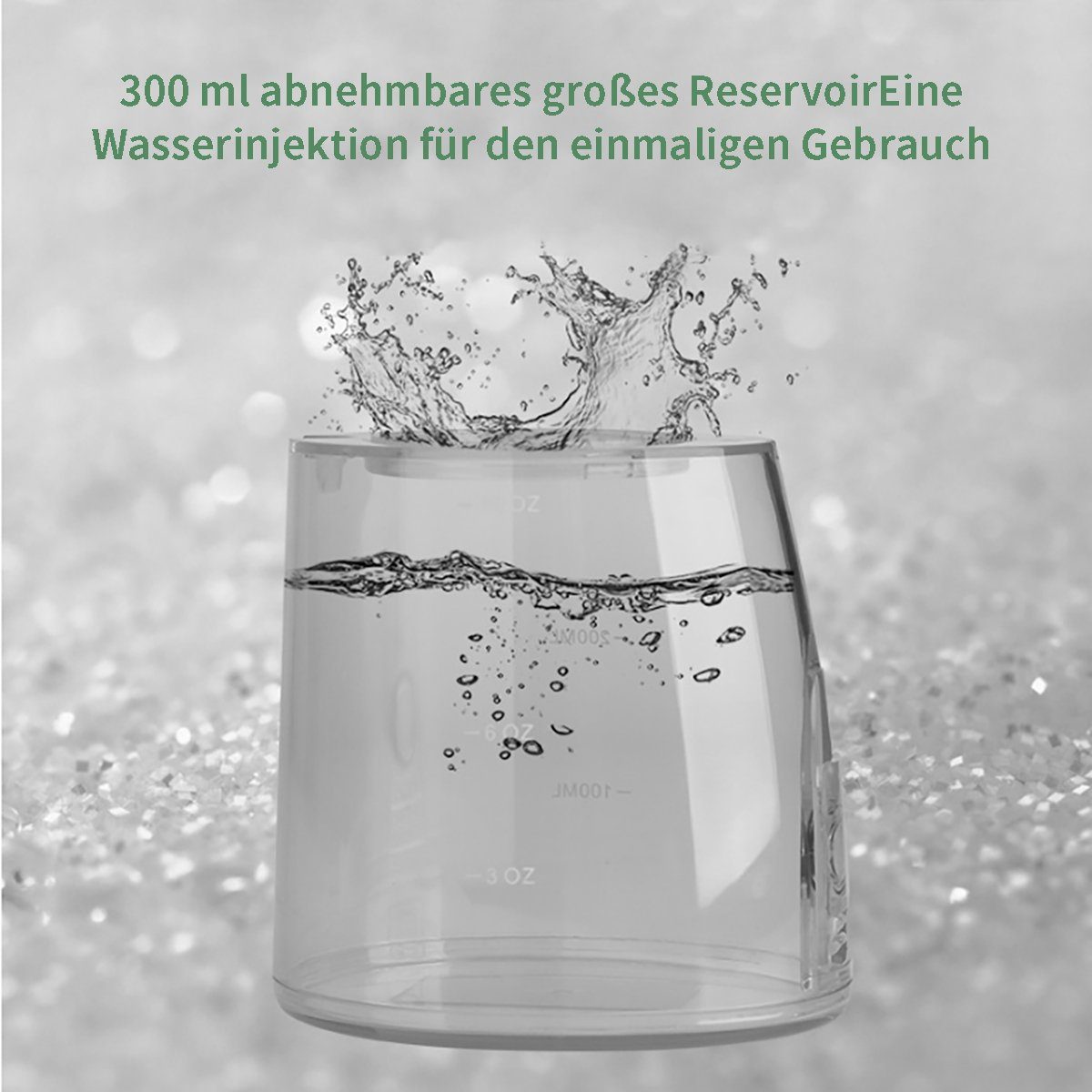 flowgoer Munddusche Kabellose Munddusche mit 5 Modi für eine gründliche Reinigung, Großes Tankvolumen, wasserdicht, ideal für Reisen und Zuhause