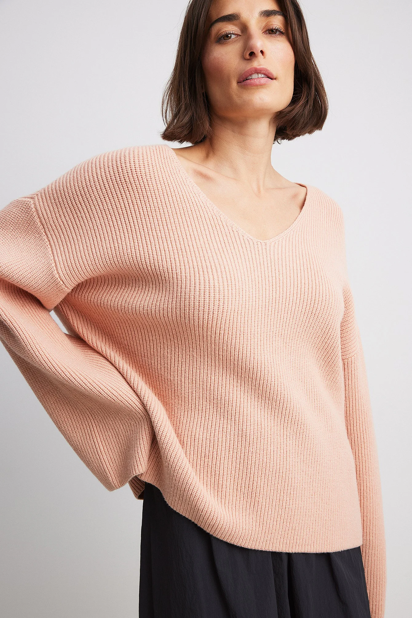 V-Ausschnitt Strickpullover