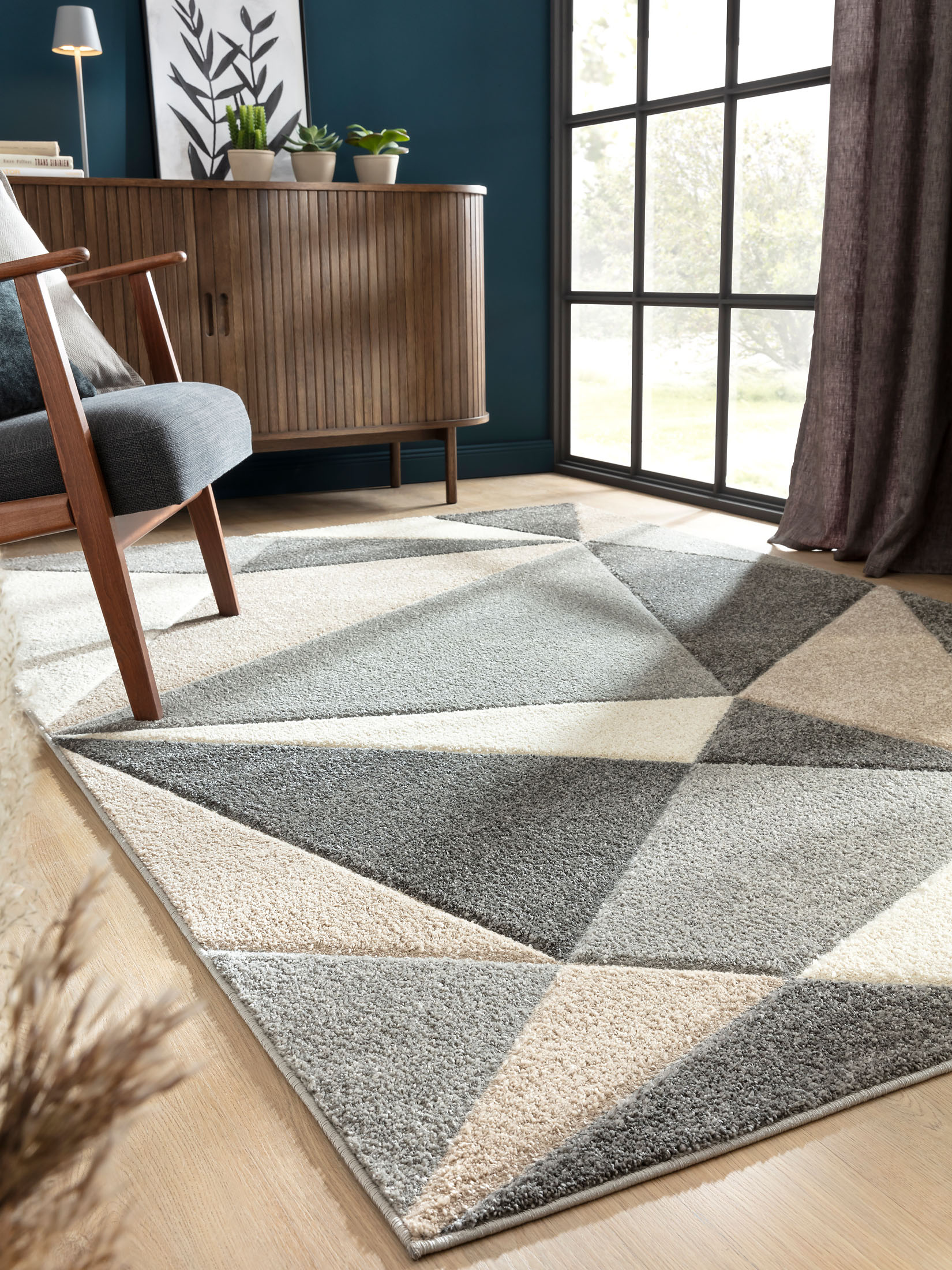 Triogona Moderner Teppich, Grau/Beige