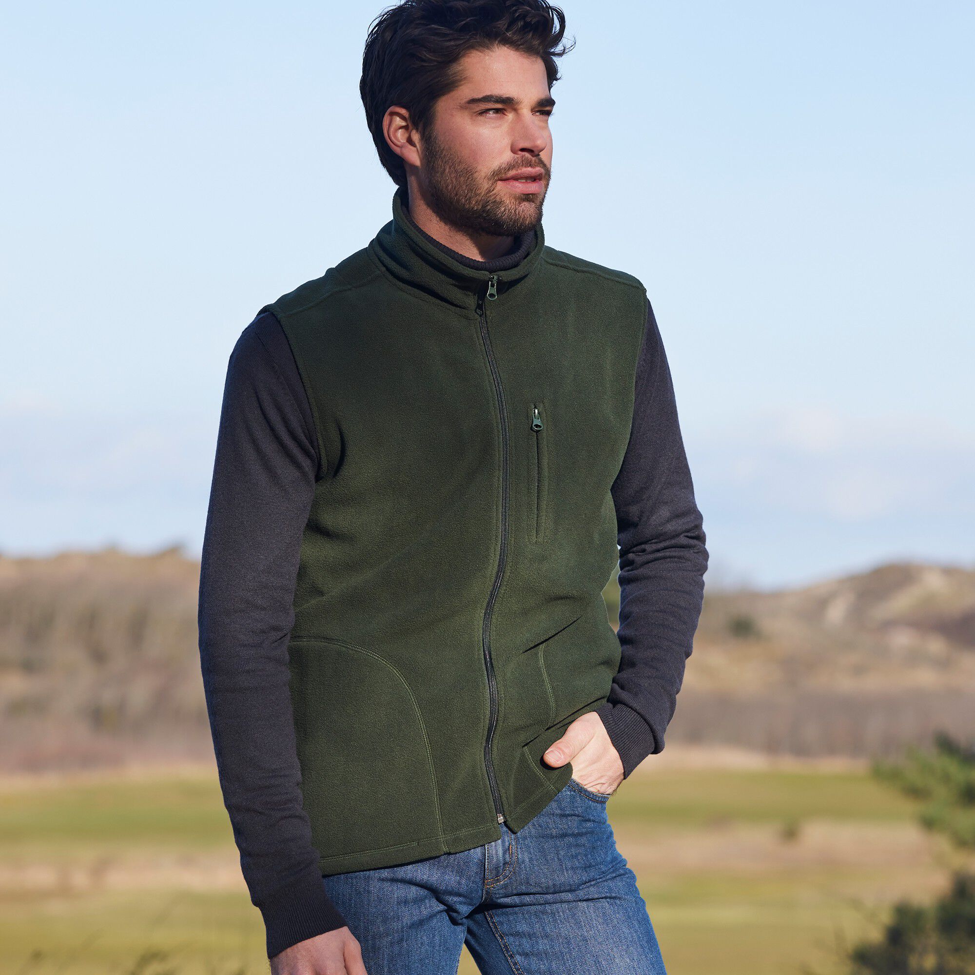 Blouson zippé maille micropolaire sans manches