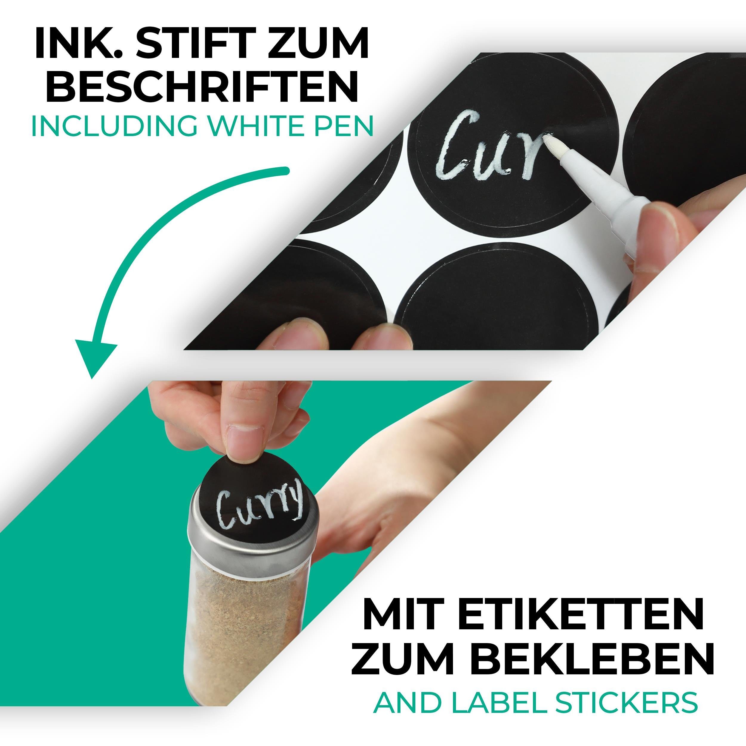 Praknu Gewürzkarussell Gewürzkarussell Drehbar mit 16 Gewürzgläsern, (Set, 16-tlg), Luftdicht - Inkl. Etiketten und Stift zum Beschriften - Gewürzaufbewahrung