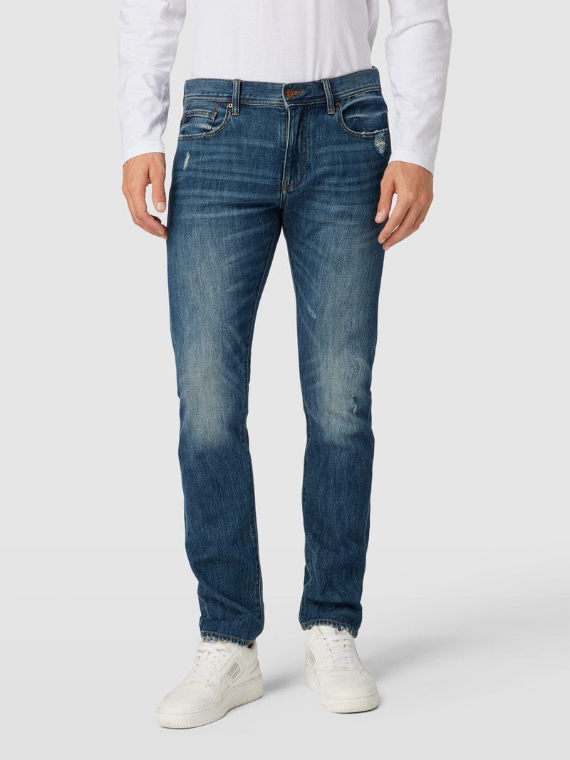 Slim Fit Jeans im Used-Look in blau