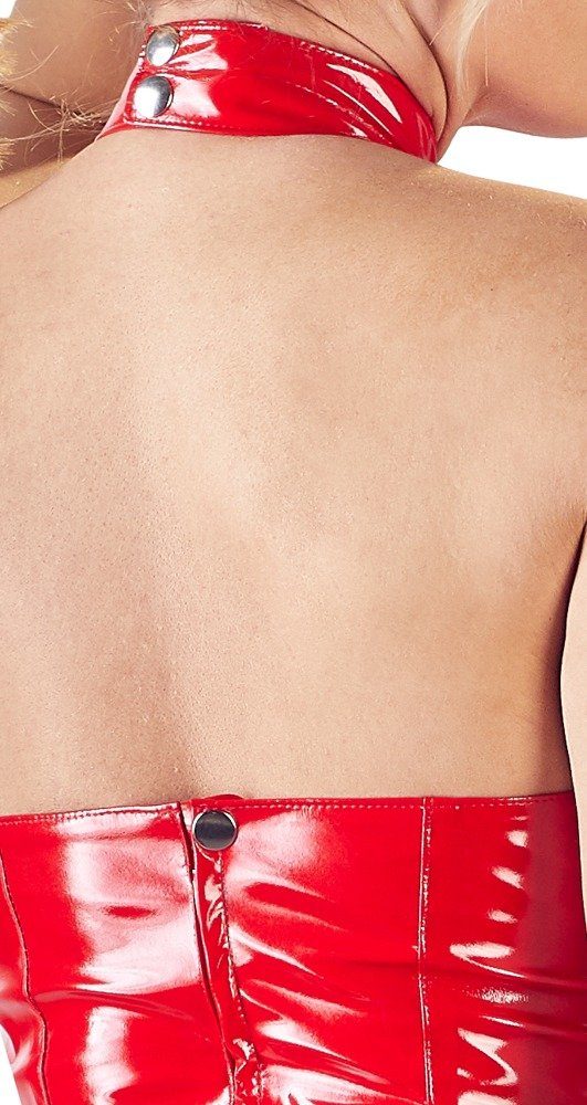 Black Level Body-Ouvert Body aus Lack, Cupless und Schrittoffen, mit Strapsen
