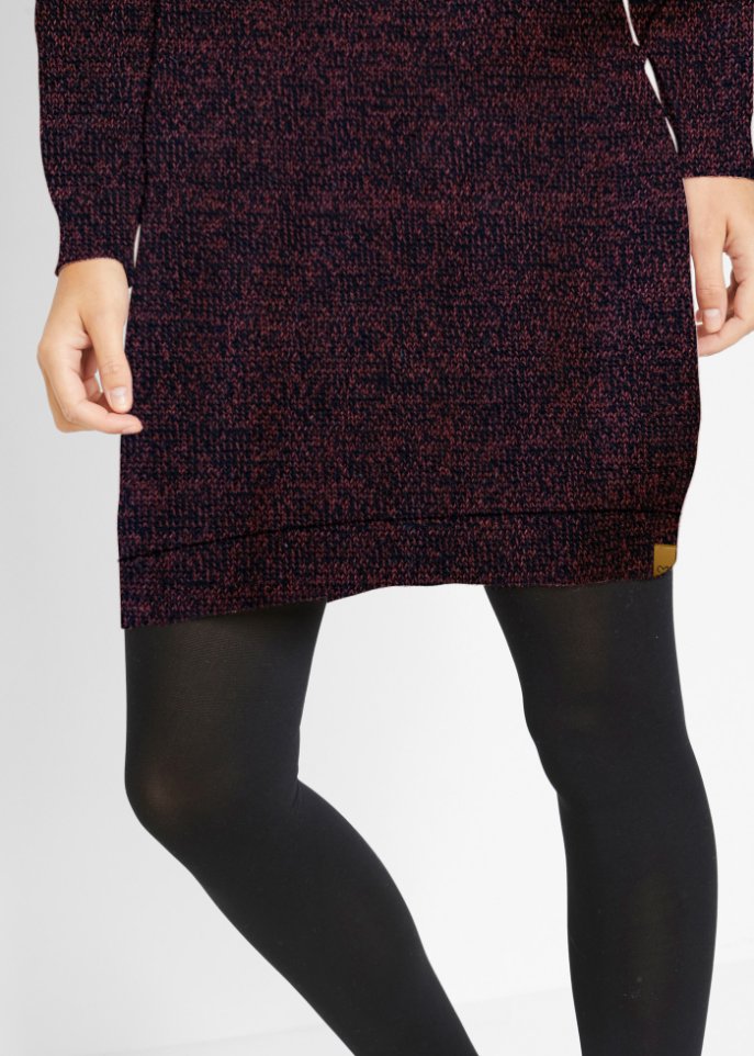 Strickkleid mit Lederimitat-Details