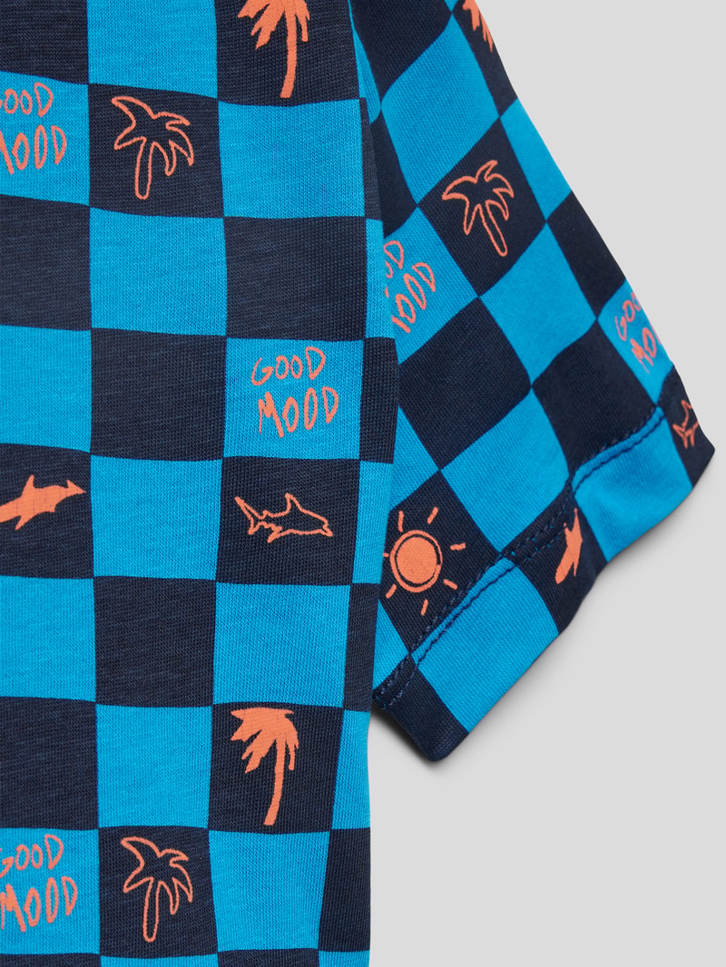 T-Shirt mit Karomuster in marineblau