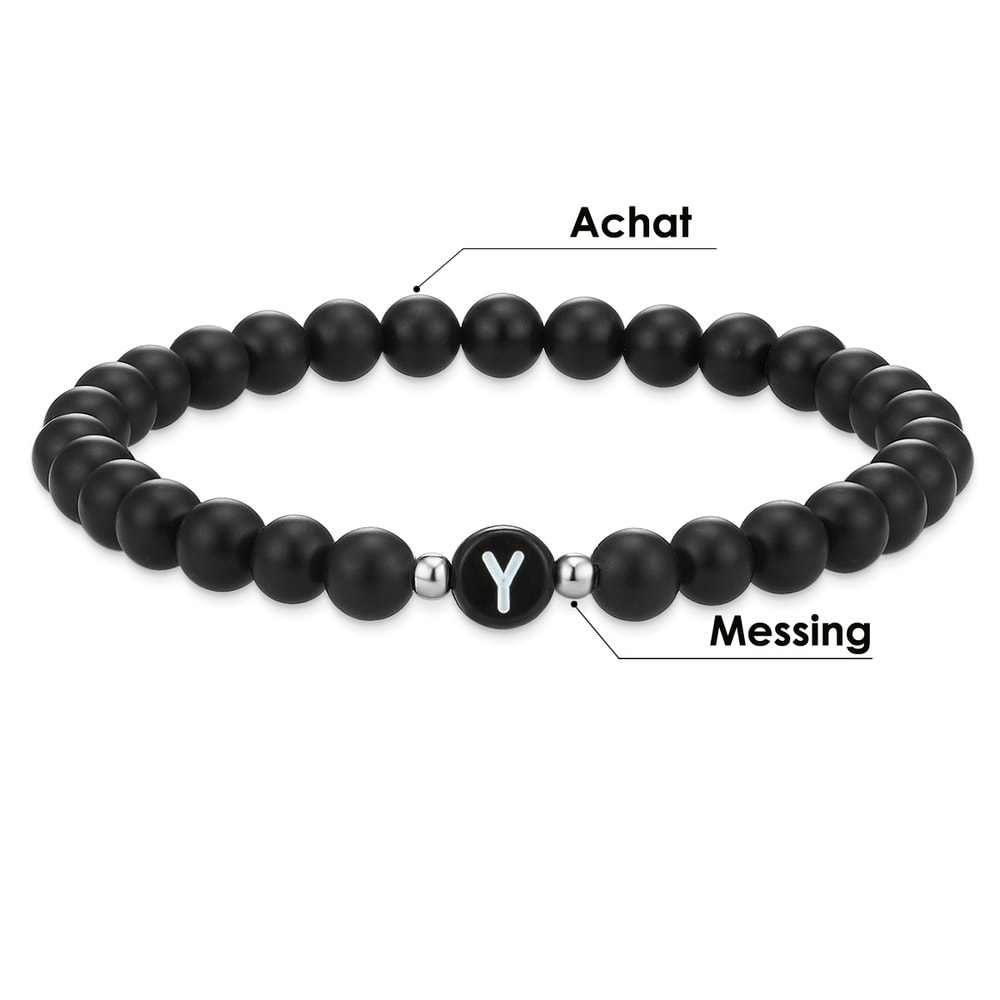 EASTSIDE Bracelet en pierres précieuses Lettres Agate en Noir Bracelet