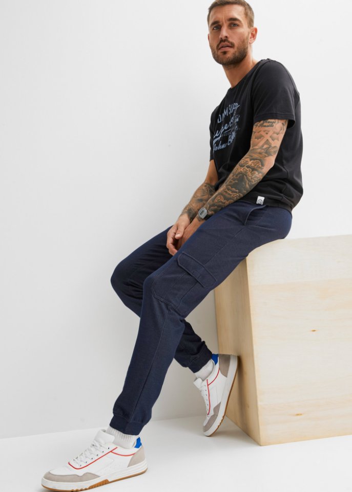 Cargo-Sweathose in Denimoptik