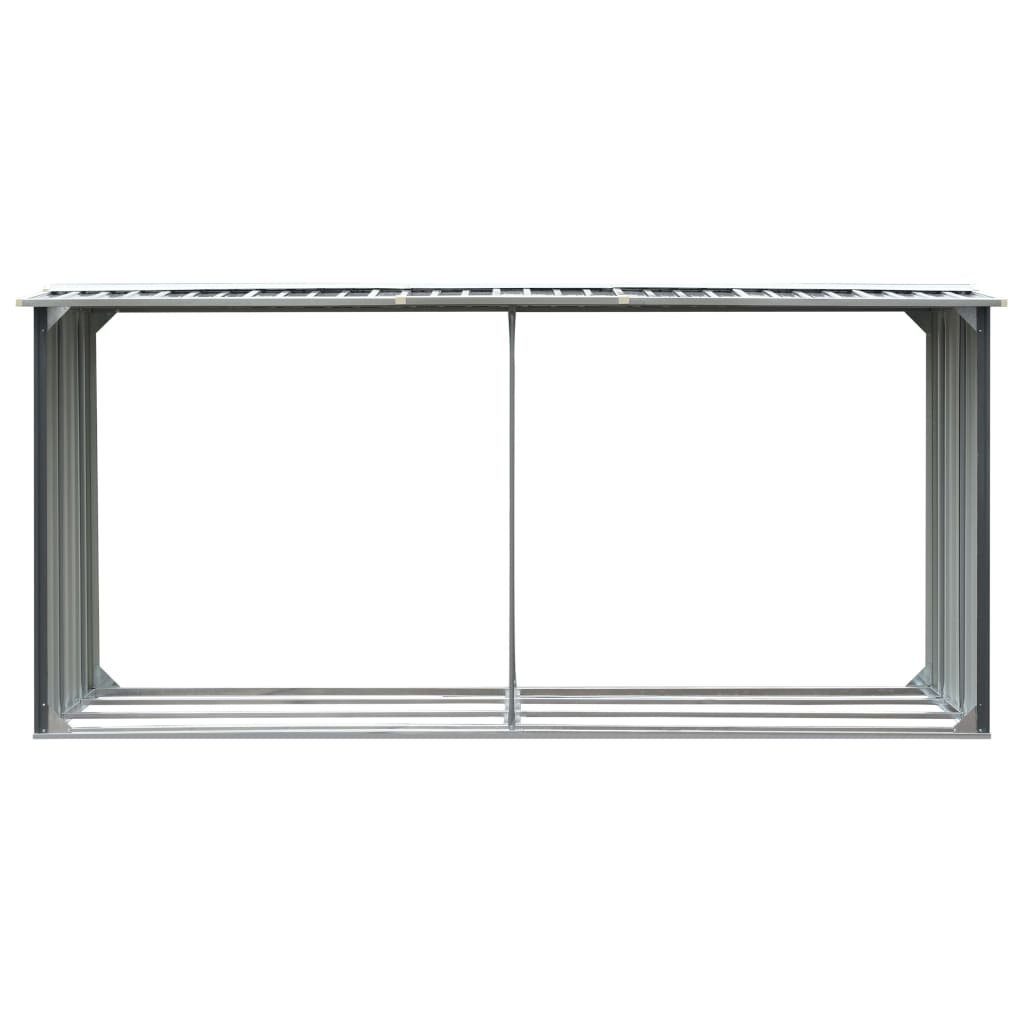 vidaXL Kaminholzregal Brennholzlager aus verzinktem Stahl 330 x 92 x 153 cm Grau, BxTxH:330x92x92 cm