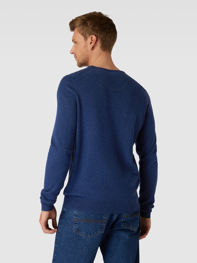 Strickpullover mit Rundhalsausschnitt in marineblau meliert