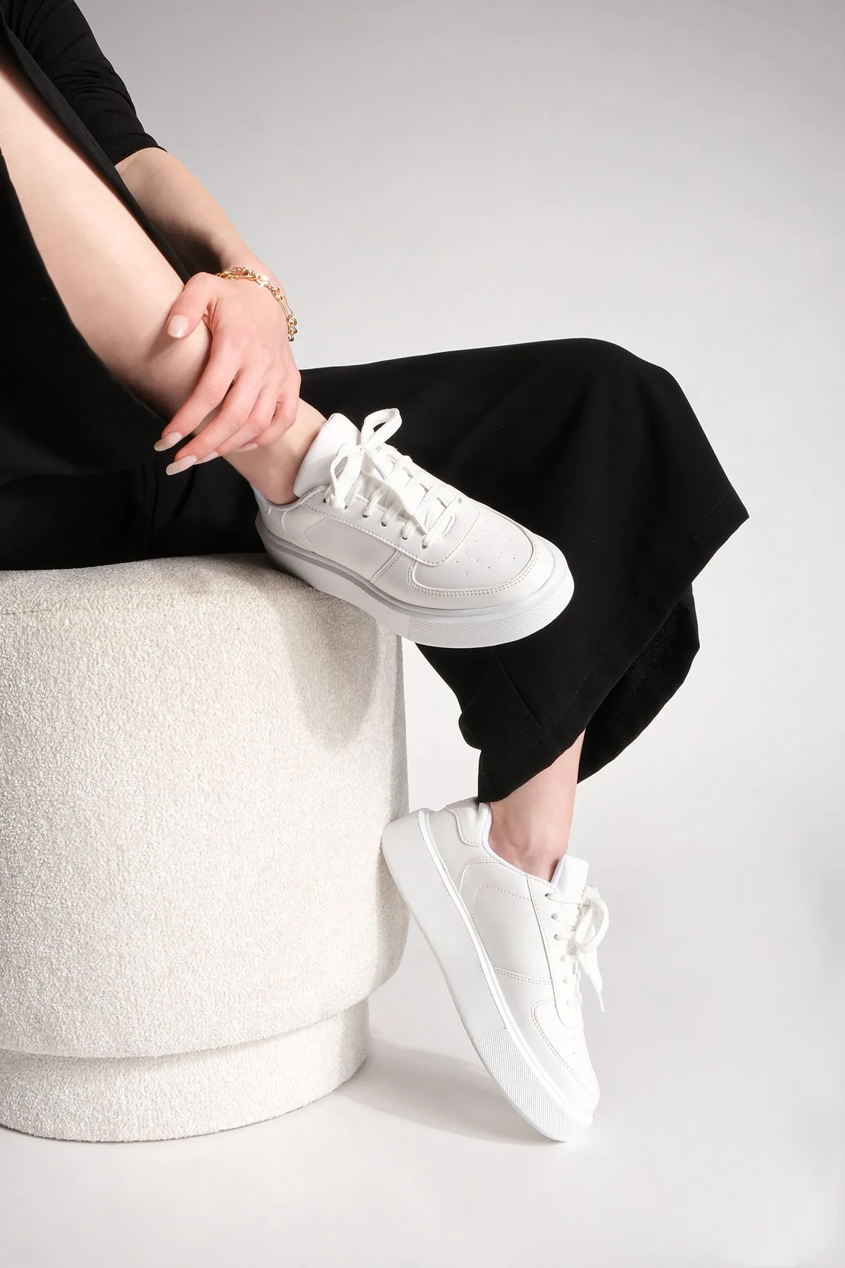 Marjin  Damen Sneaker High Sole Schnürsportschuhe Azin weiß