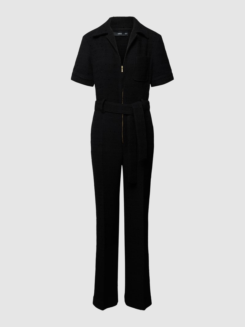 Jumpsuit mit Umlegekragen Modell 'ONE-PIECE SUIT PARIS' in schwarz