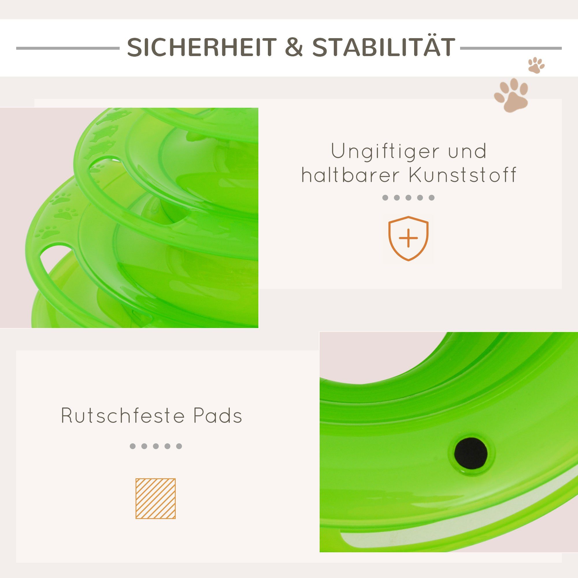 PawHut Kratzbaum Katzenspielzeug 3 Etagen 3 Bälle tierfreundlicher Kunststoff, BxTxH: 25x16x13 cm