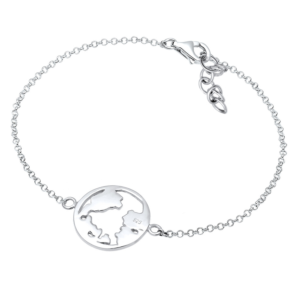 Elli Elli Bracelet Femme Pendentif Globe Terrestre Ludique en Argent Sterling 925 Ster Bracelet