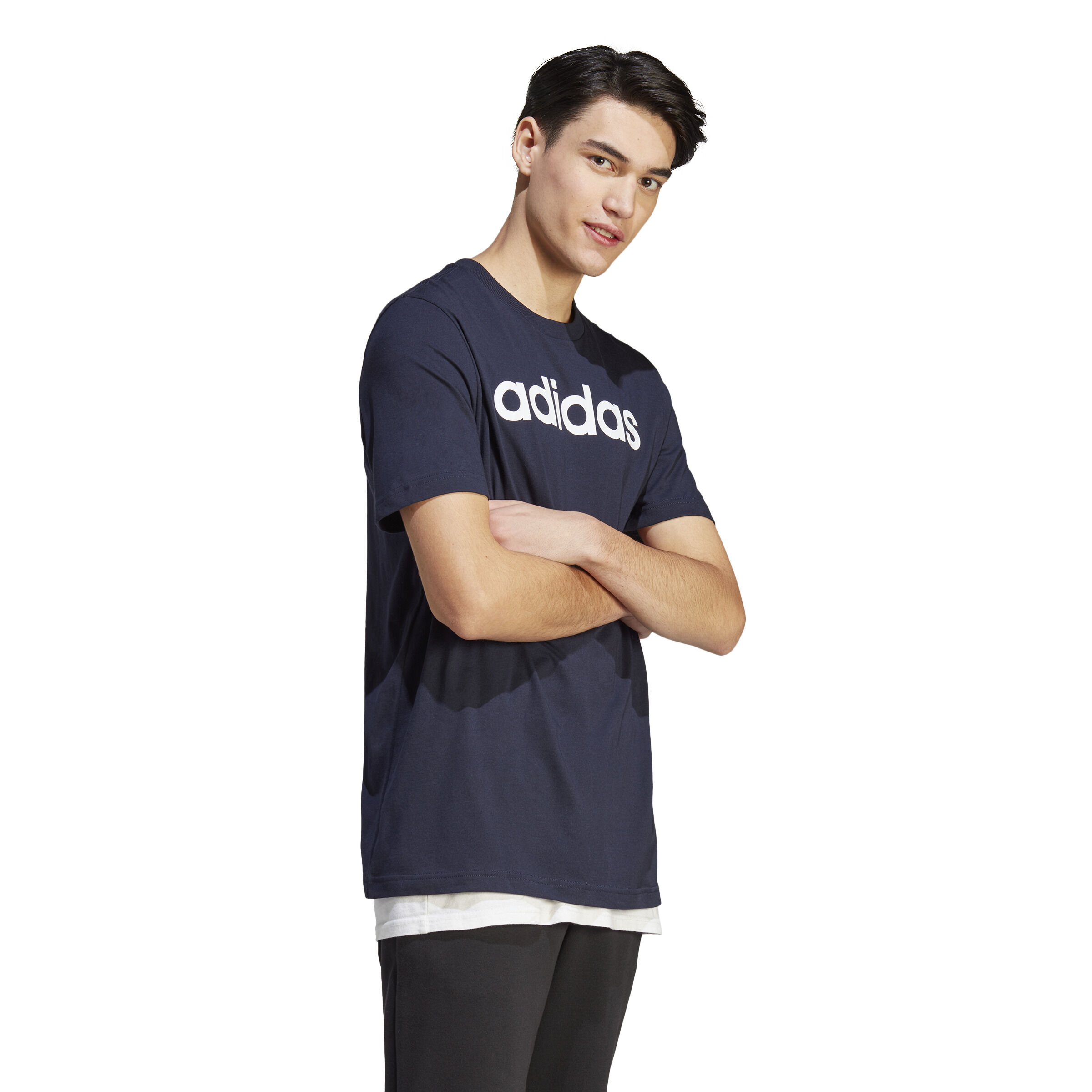 LIN Singel Jersey T-Shirt Herren - Dunkelblau, Weiß