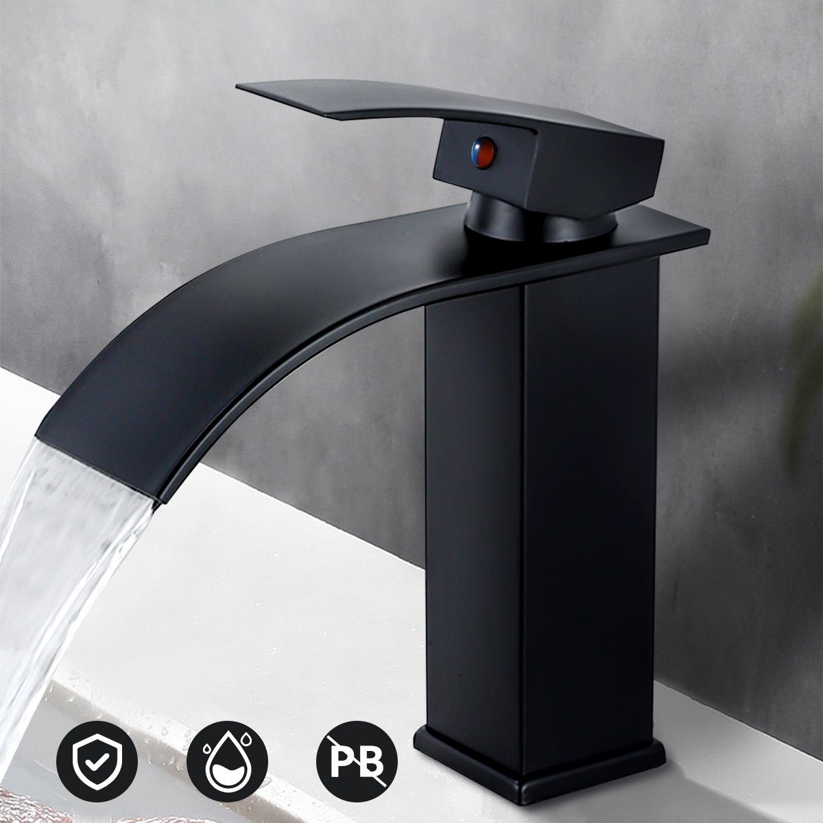 LifeImpree Badarmatur Wasserhahn Bad Waschtischarmatur Schwarz, Höhe: 18 cm