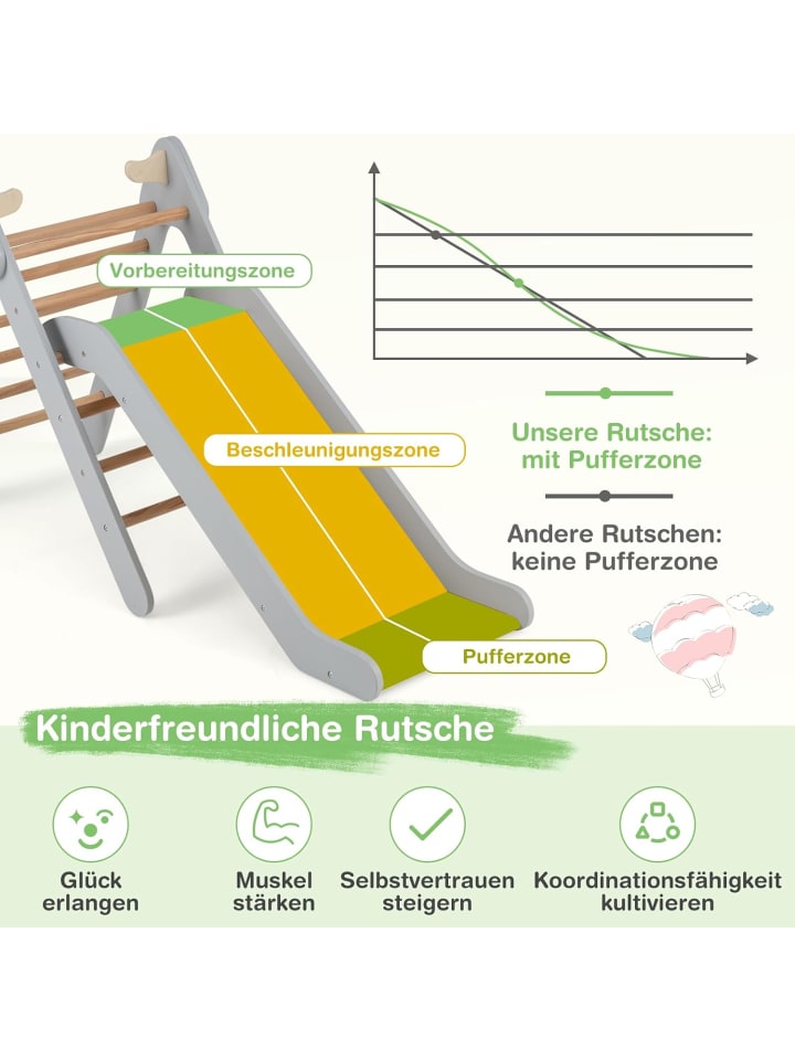 COSTWAY Kletterdreieck mit Rutsche in Grau günstig kaufen onesize
