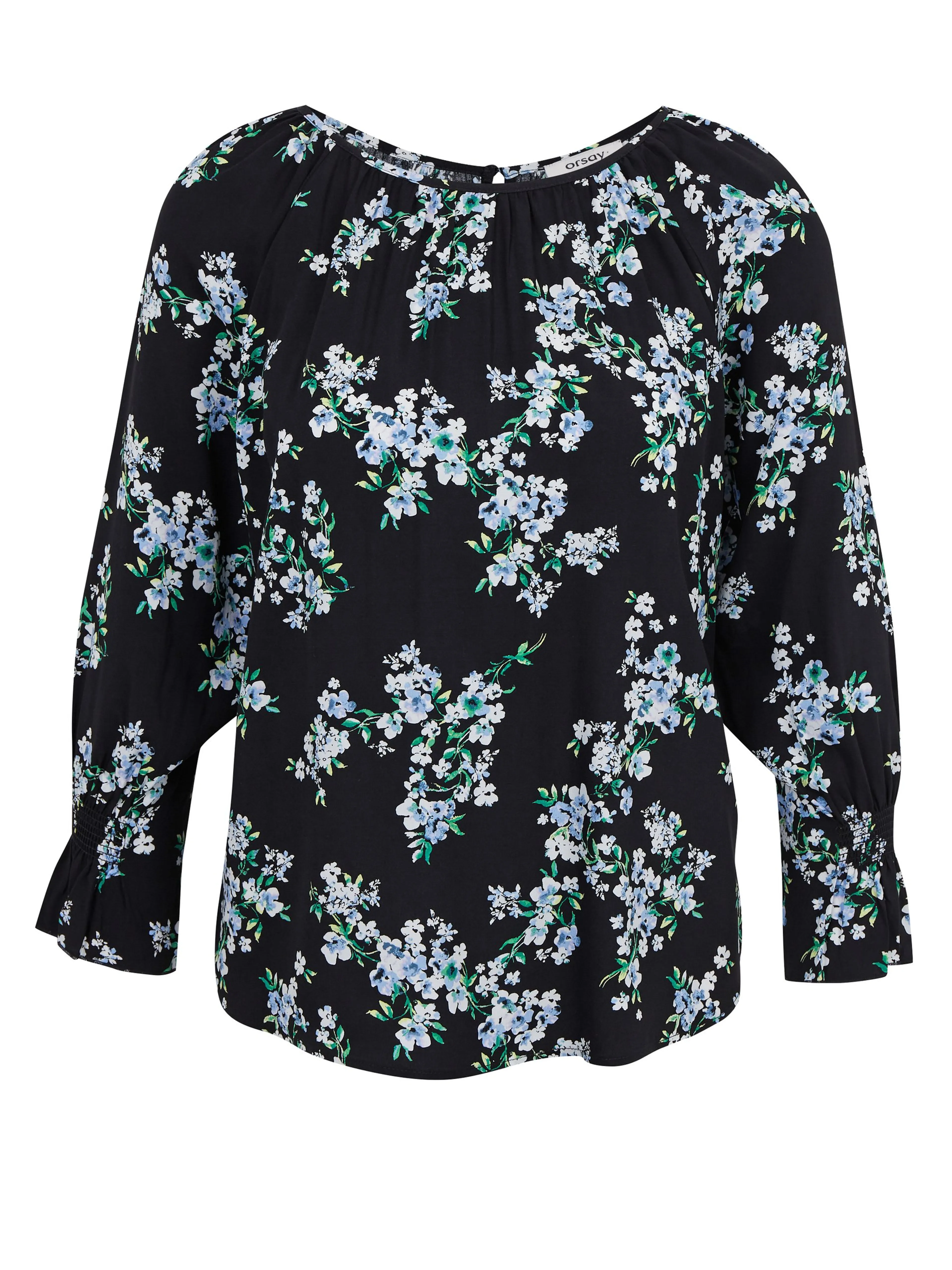 Schwarze Damenbluse mit Blumenmuster ORSAY