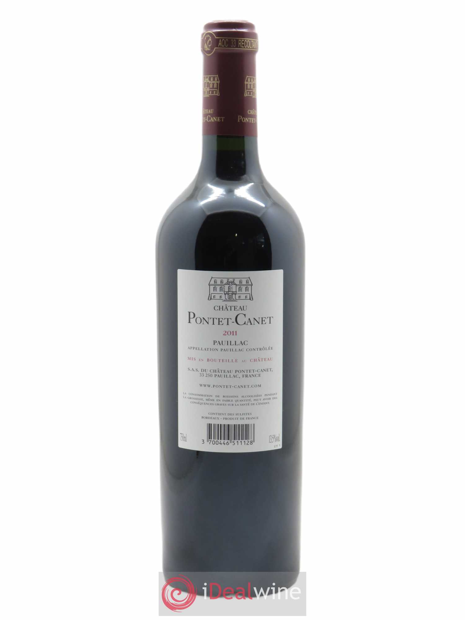 Château Pontet Canet 5ème Grand Cru Classé (CBO à partir de 6 BTS) 2011 - Lot de 1 Bouteille