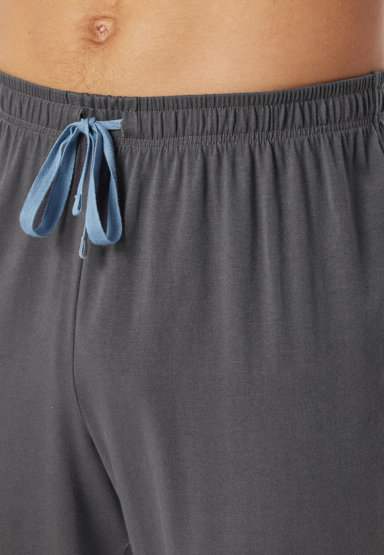 Schlafanzug lang Organic Cotton Bündchen anthrazit - 95/5 Nightwear