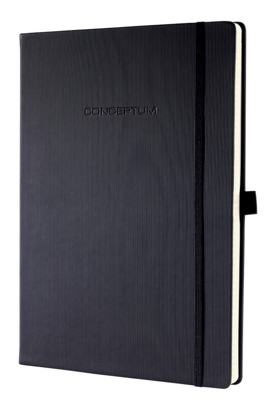 Sigel Conceptum Notizbuch DIN A4 Liniert Gebunden Karton, Kunststoff Hardback Schwarz Perforiert 194 Seiten 97 Blatt