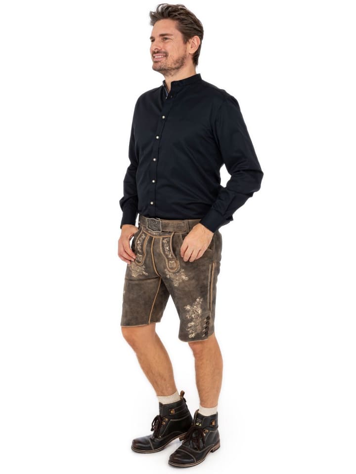 MADDOX Stehkragenhemd H-92 in schwarz günstig kaufen