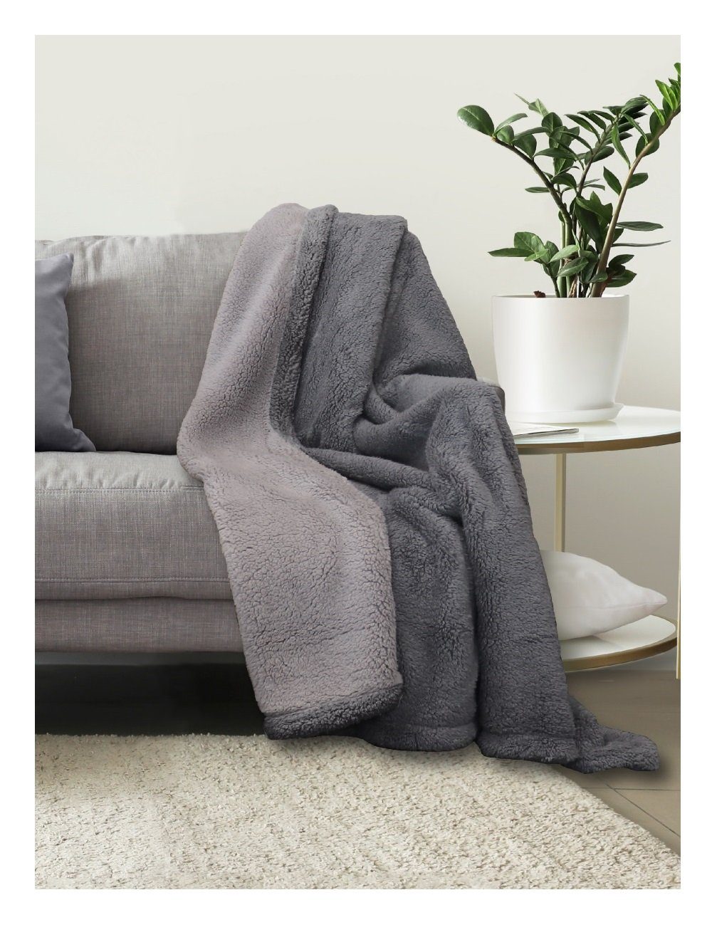 Wohndecke Lanudo® Premium Sherpa Kuscheldecke Wohndecke XL Sofadecke 150 x 200