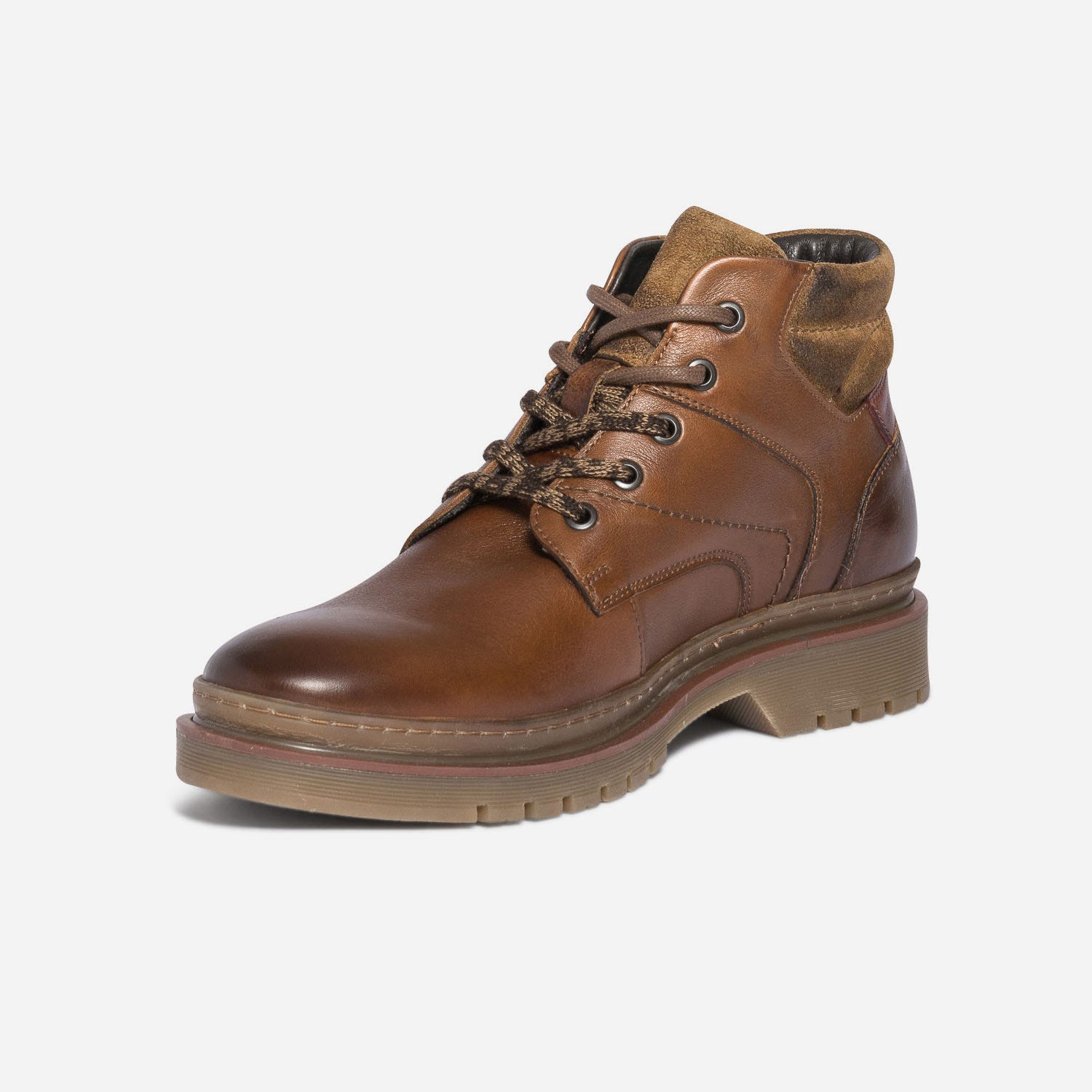 Boots à lacet cognac en cuir