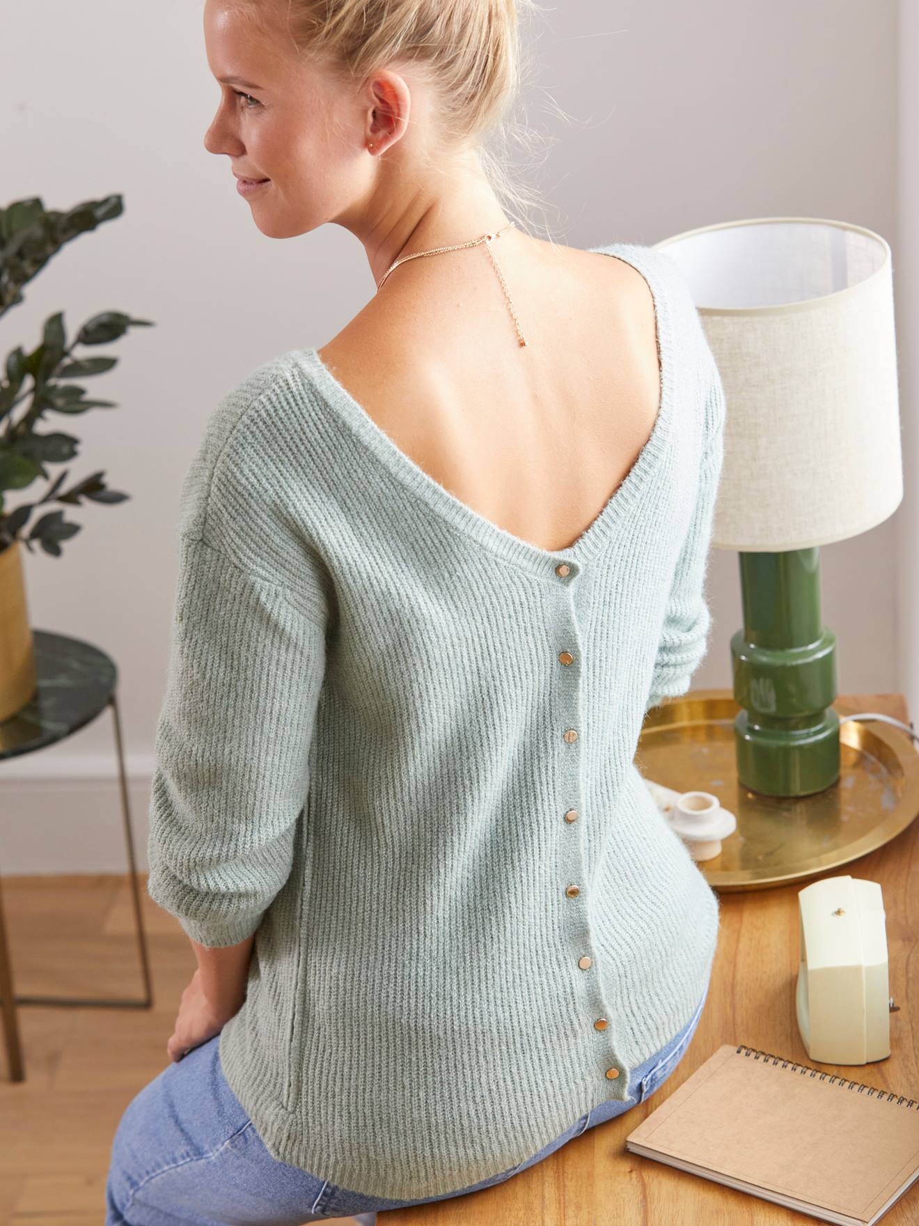 Vertbaudet Wende-Pullover für Schwangerschaft & Stillzeit - grün
