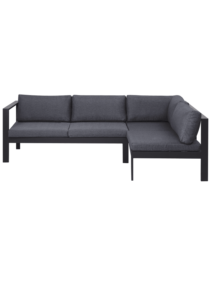 Beliani 4-tlg Lounge Set MESSINA in Schwarz/Heller Holzfarbton/Grau günstig kaufen onesize