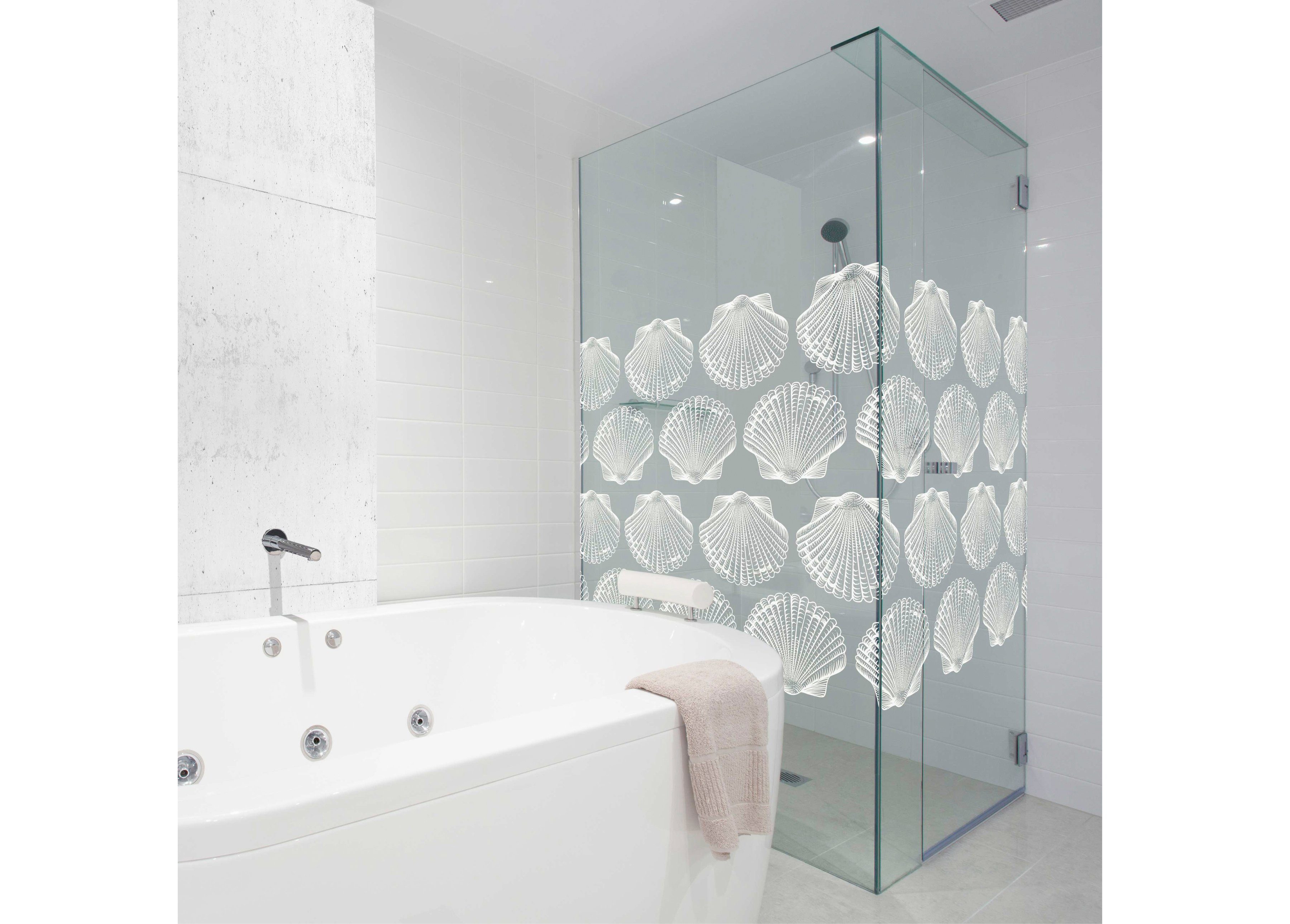 Fensterfolie Look Shells white, MySpotti, halbtransparent, glatt, 90 x 100 cm, statisch haftend