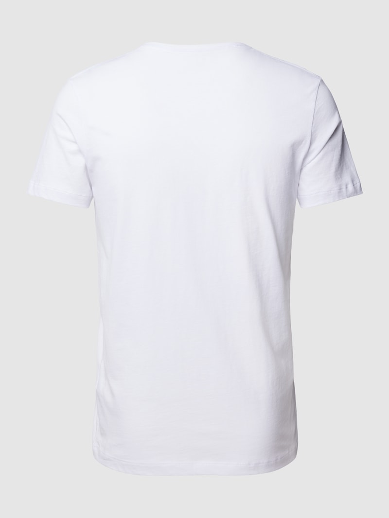 T-Shirt mit geripptem V-Ausschnitt in weiß