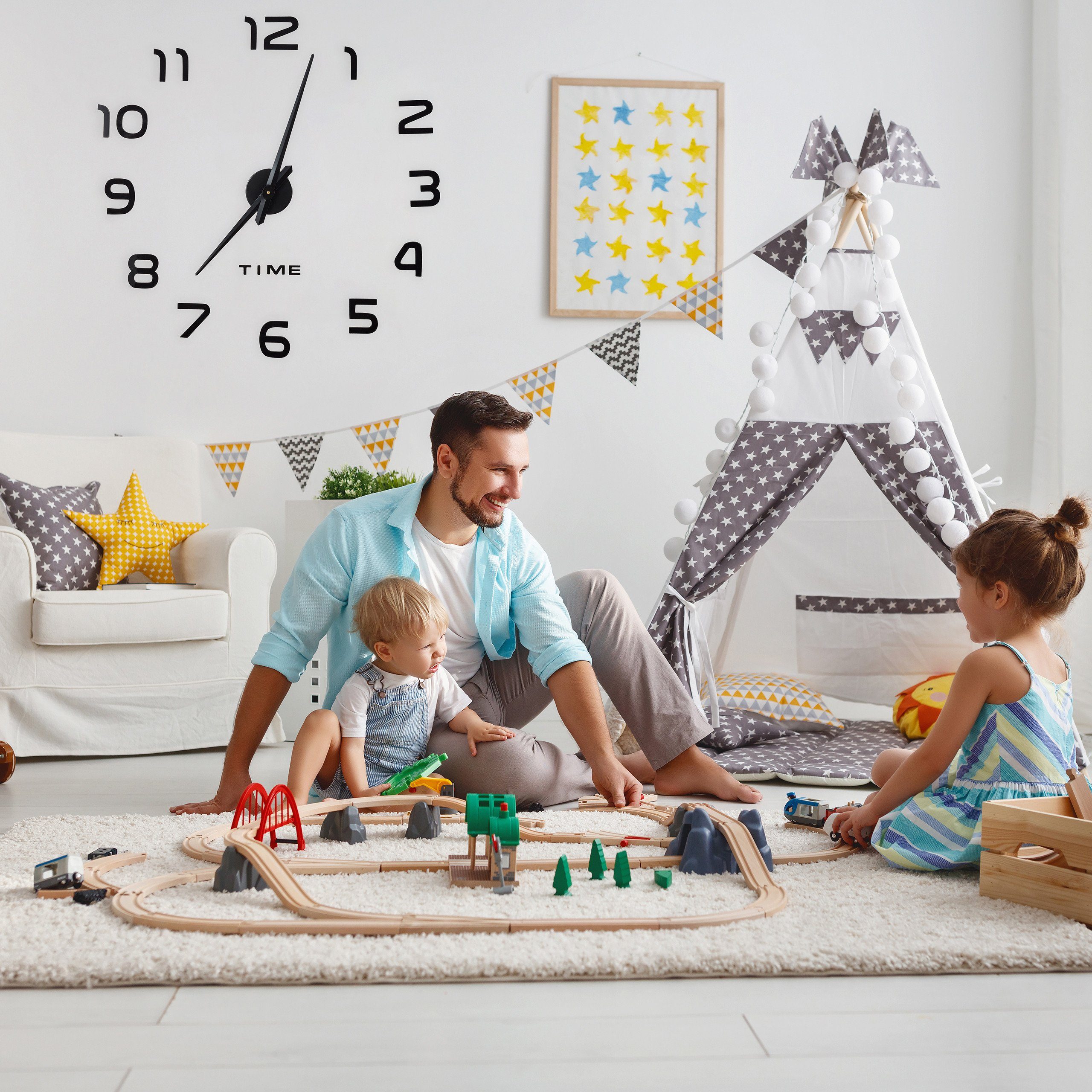 relaxdays Wanduhr DIY Wanduhr mit 3D-Zahlen (Schwarz)