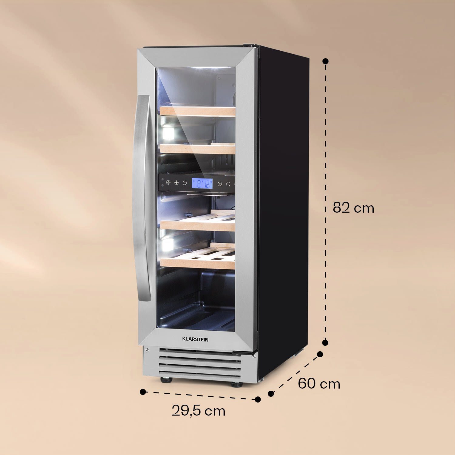 Klarstein Weinkühlschrank Vinovilla Duo 17, für 17 Standardflaschen á 0,75l,2 Zonen Wein Flaschenkühlschrank Weintemperierschrank Weinschrank