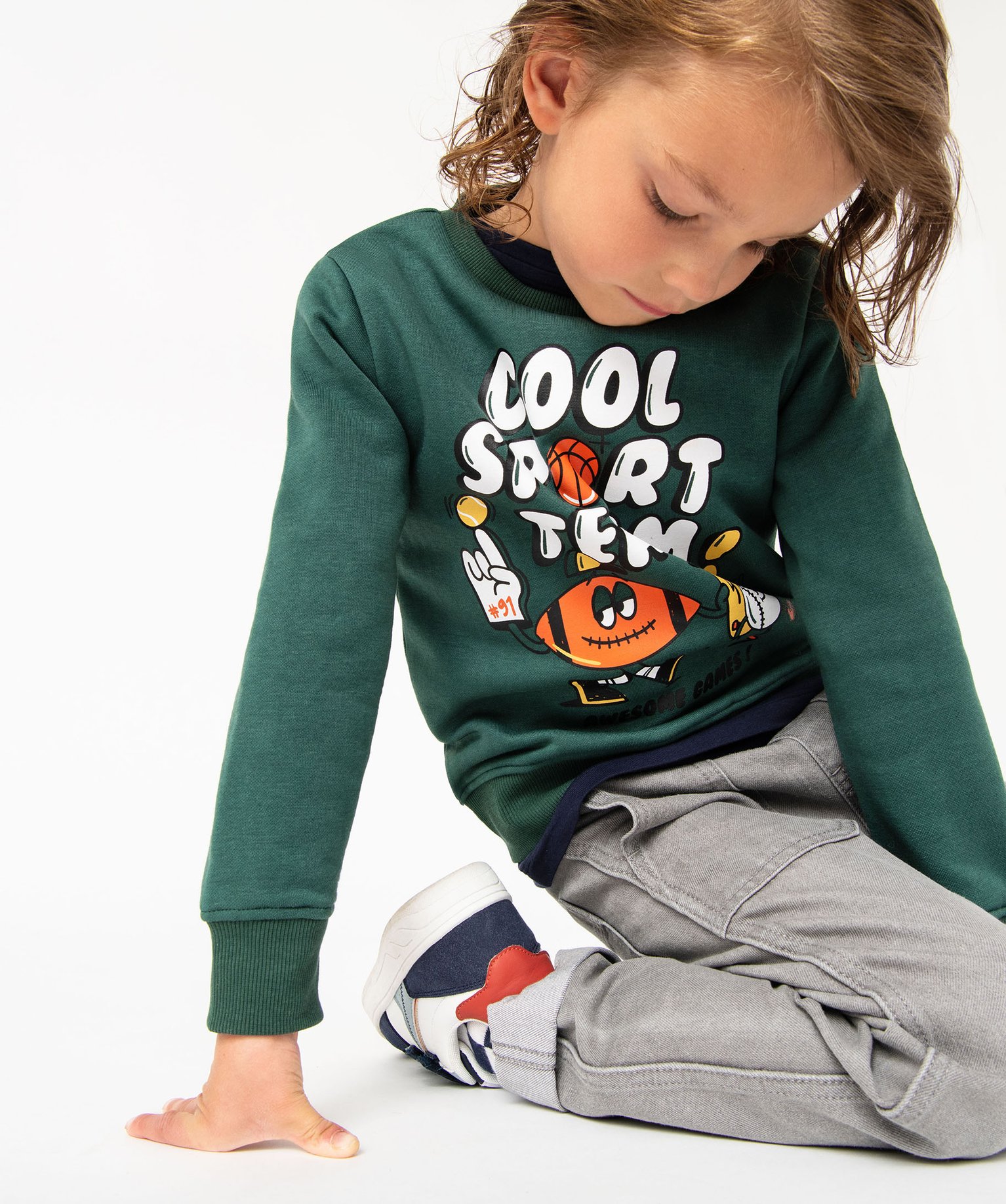 Sweat molletonné avec motif XL Garçon vert | GEMO
