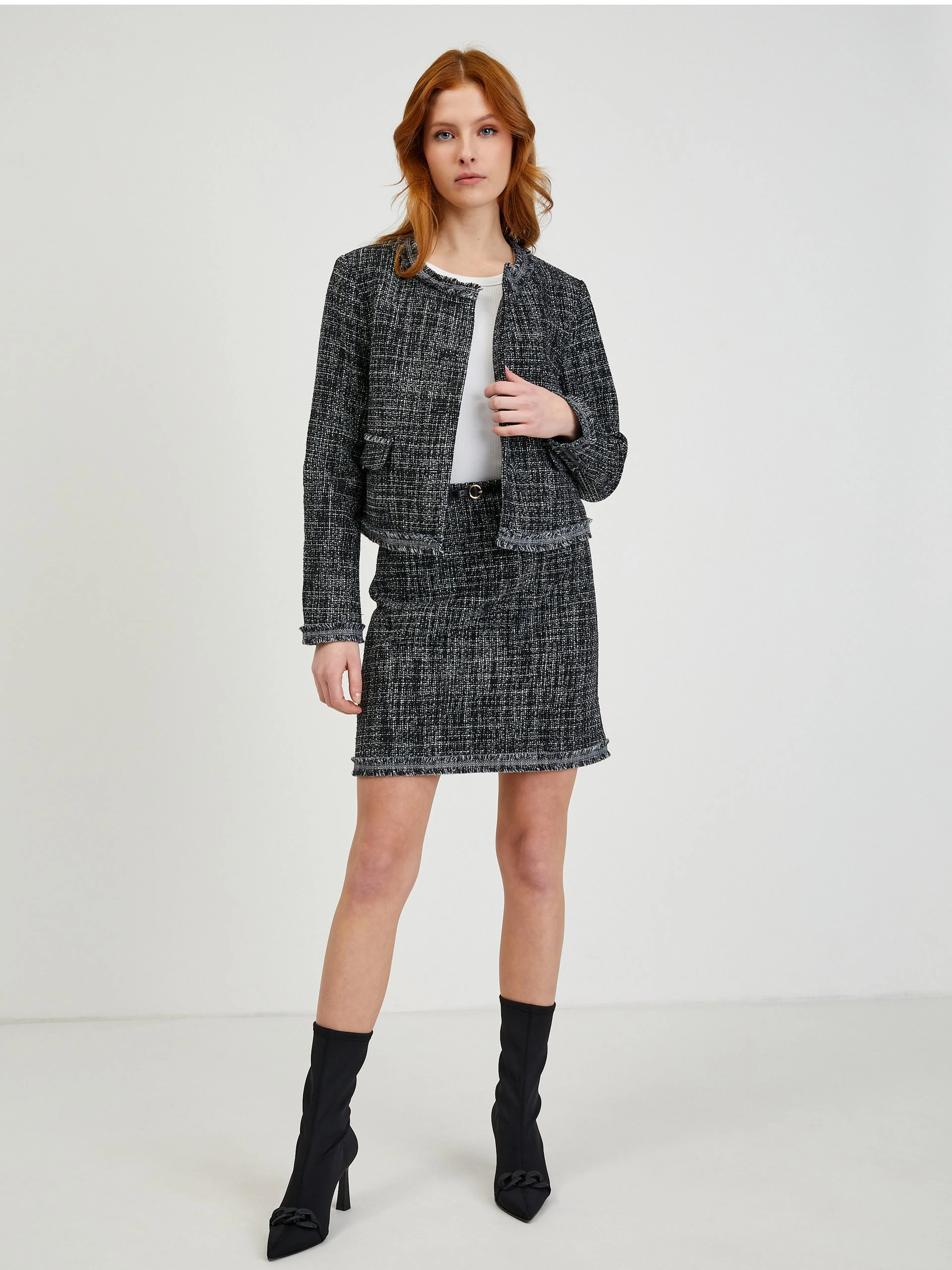 Grauer Damen-Tweedrock ORSAY
