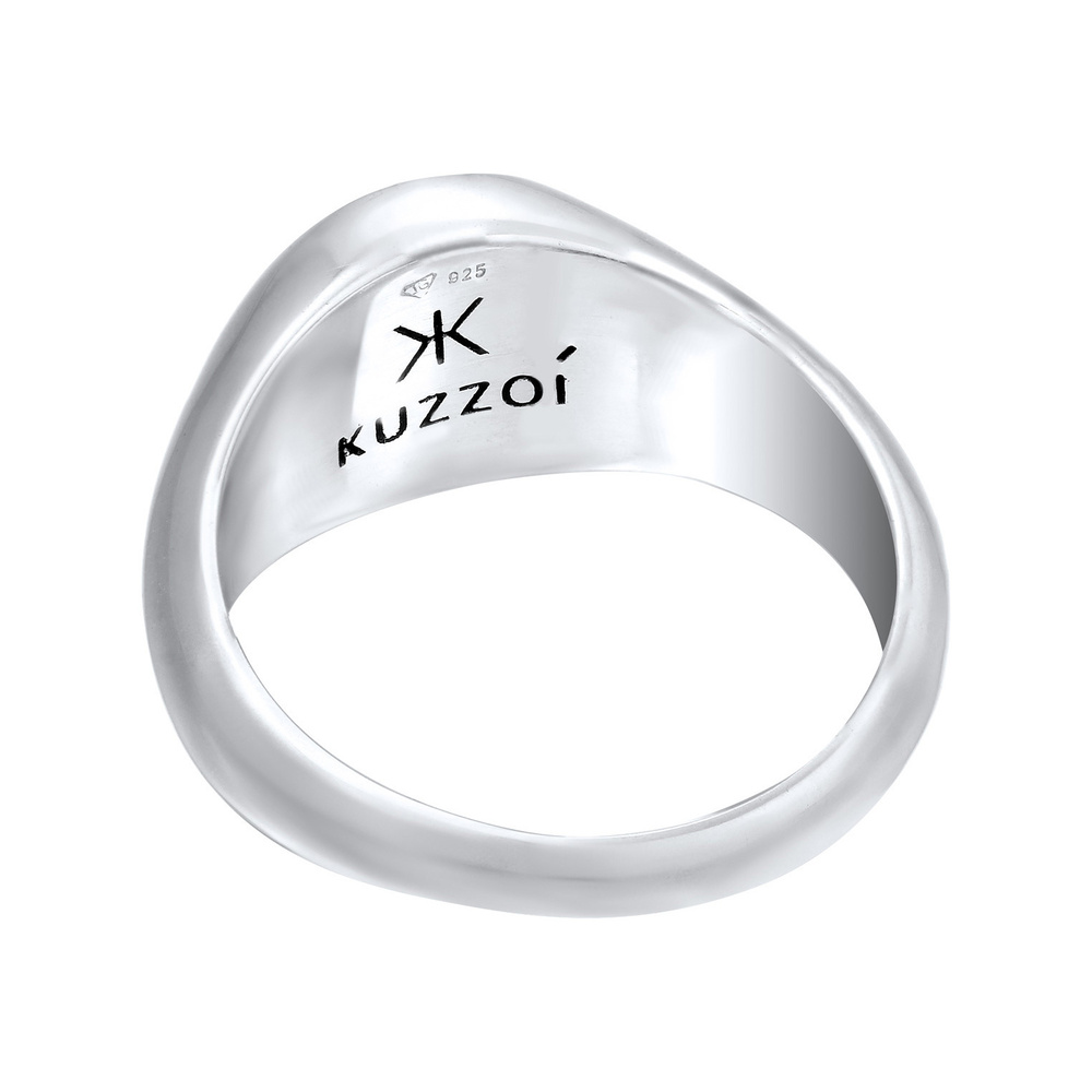 KUZZOI KUZZOI Bague Hommes Sceau Smile Emoji avec émail bleu en argent sterling 925 Bague